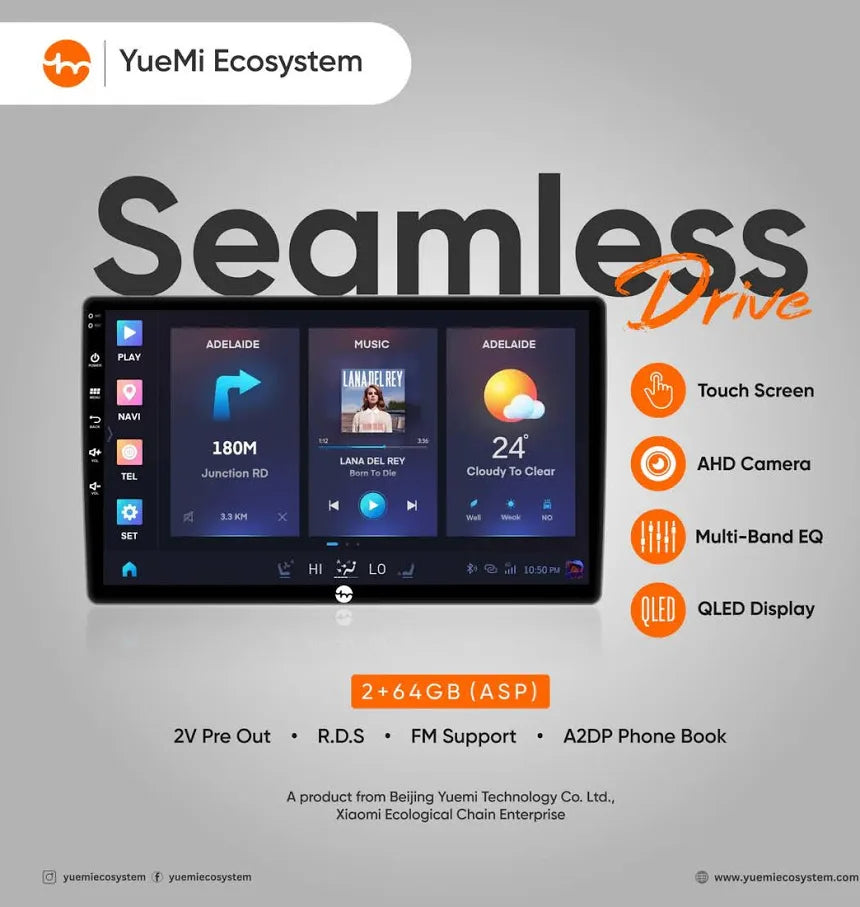 YueMi E1 Car Android Stereo (2GB RAM 64GB ROM)