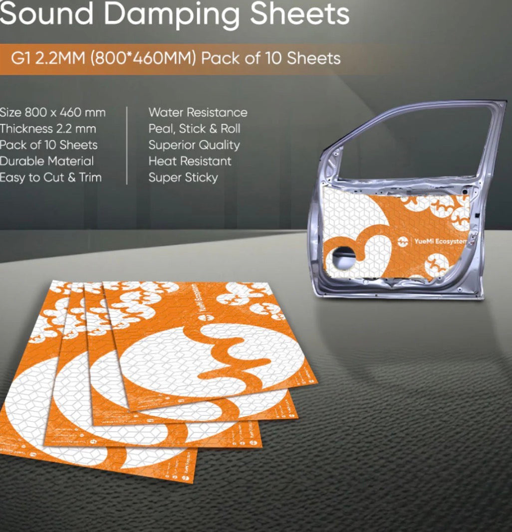 YueMi G1 2.2MM Sound Damping Sheets (800x460MM) Pack of 10 Sheets - Sahiba Car