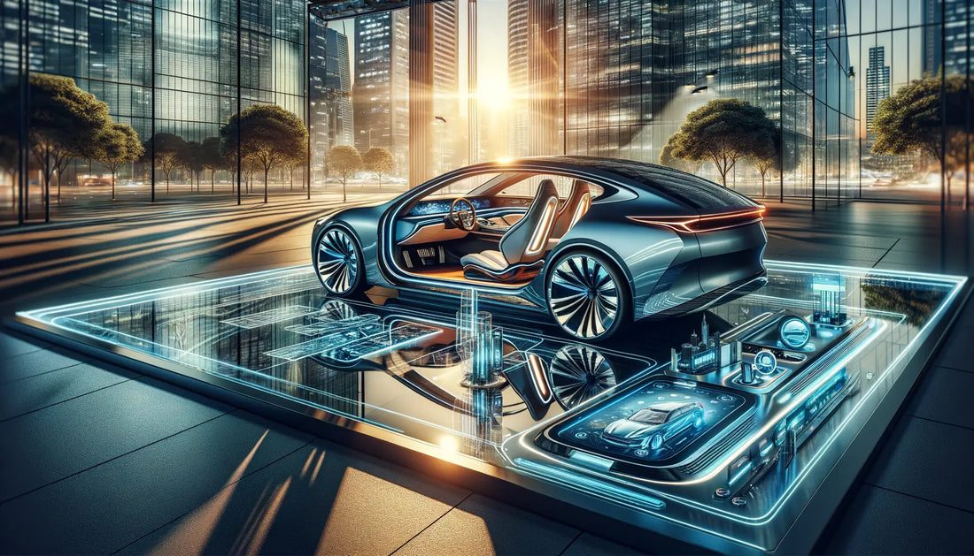 modern car interior and exterior with stylish accessories and bright led lighting