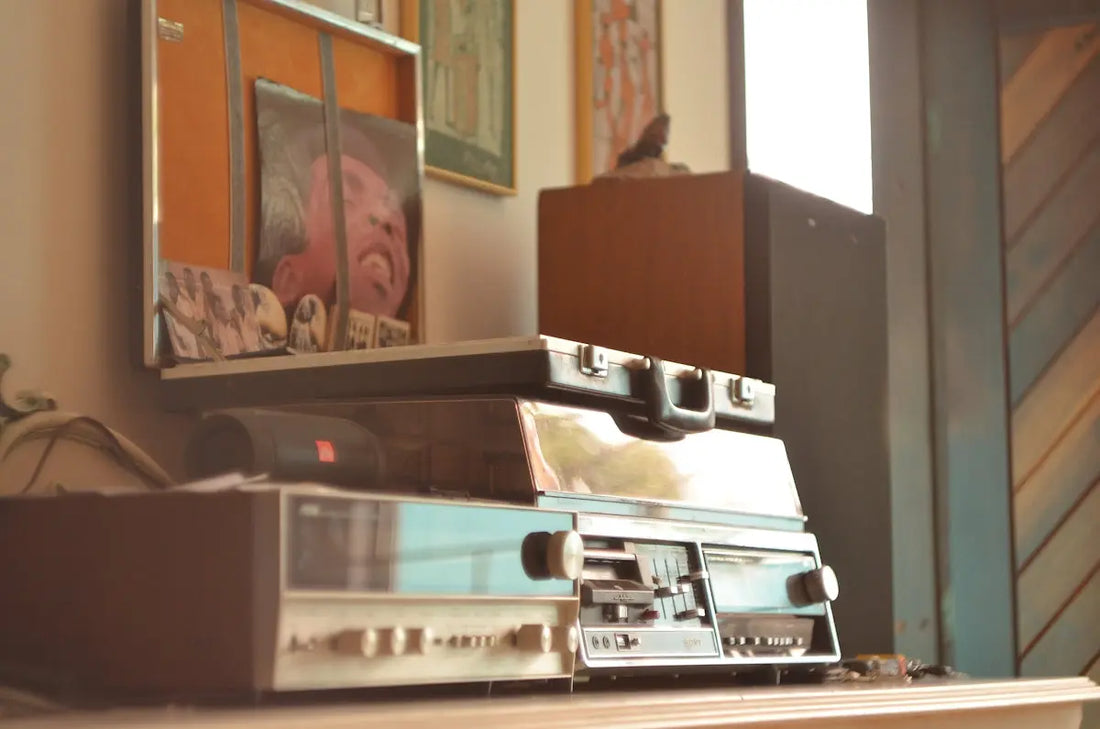 gray stereo component on table indoors