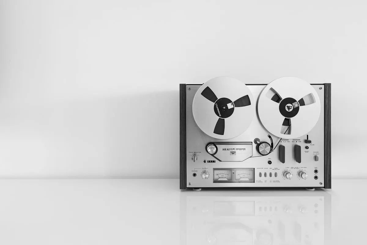 a black and white photo of a cd player