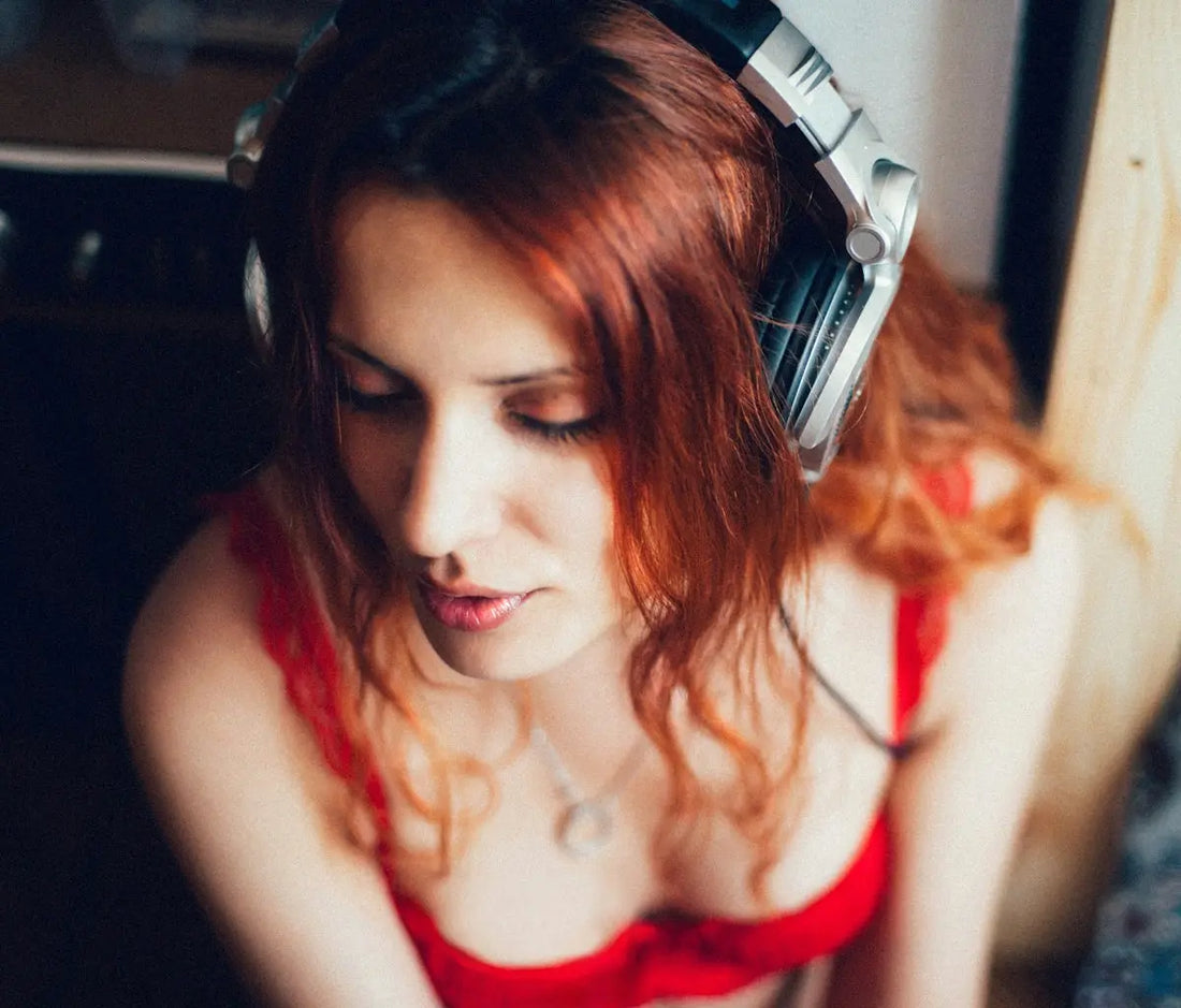 a woman wearing headphones