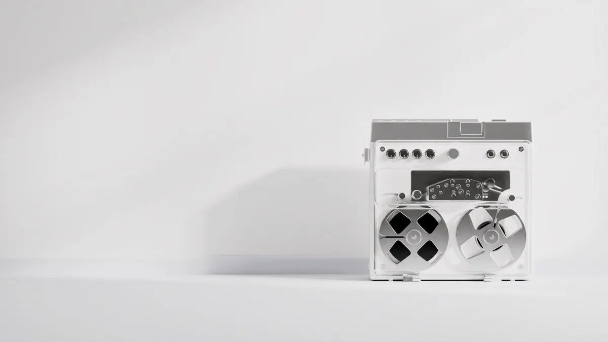 A white and black photo of a radio