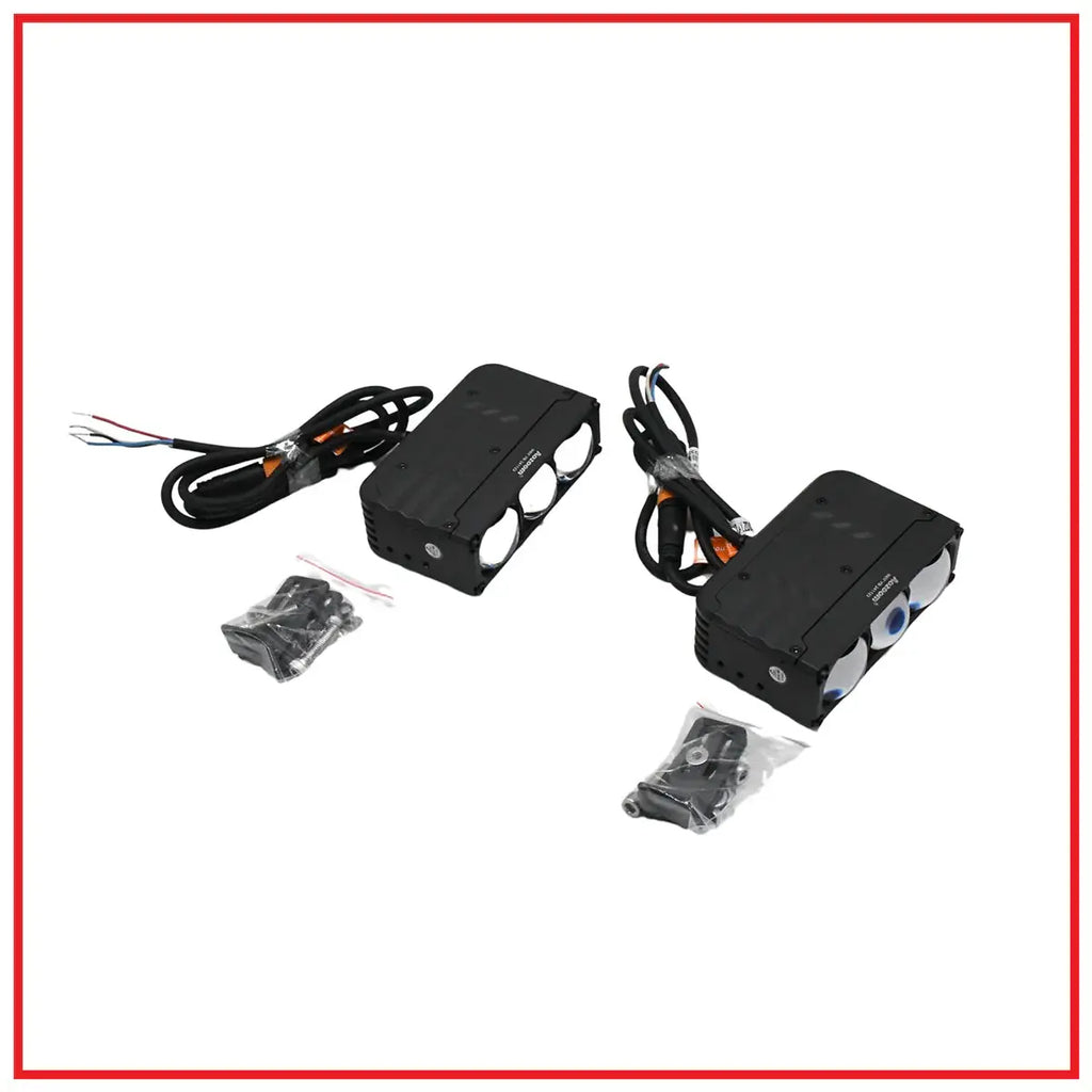 AOZOOM W5 3 Lens Auxiliary Car Lights with optical glass, dual 180W beam lights for enhanced vehicle visibility