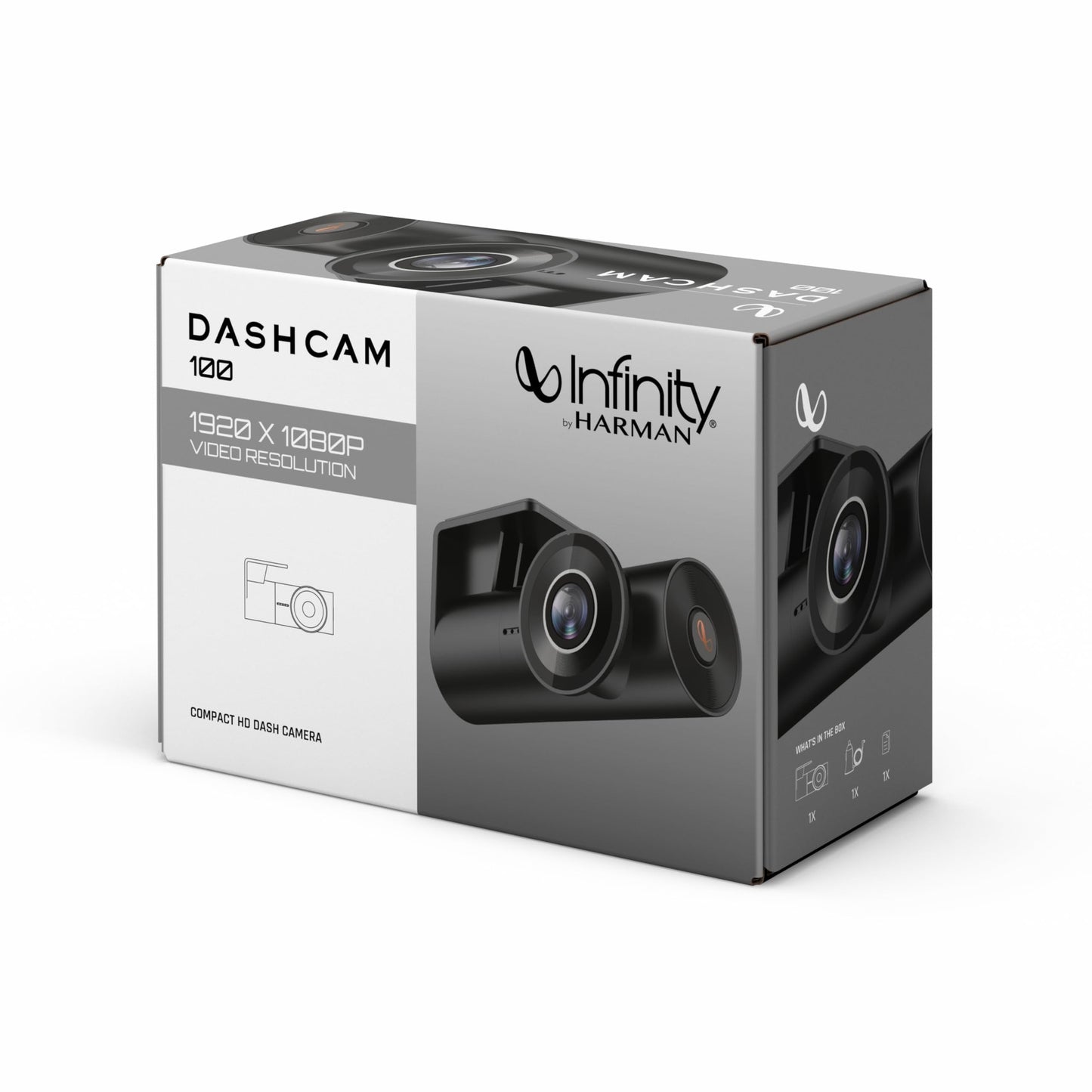 Infinity Car Dashcam D100 | 1080 Full HD Camera | Night Vision | Wide-Angle FOV | Built-in Wi-Fi, Mic | App Control | G-Sensor