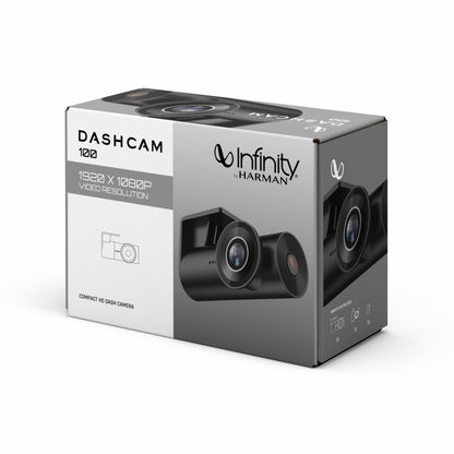 Infinity Car Dashcam D100 | 1080 Full HD Camera | Night Vision | Wide-Angle FOV | Built-in Wi-Fi, Mic | App Control | G-Sensor