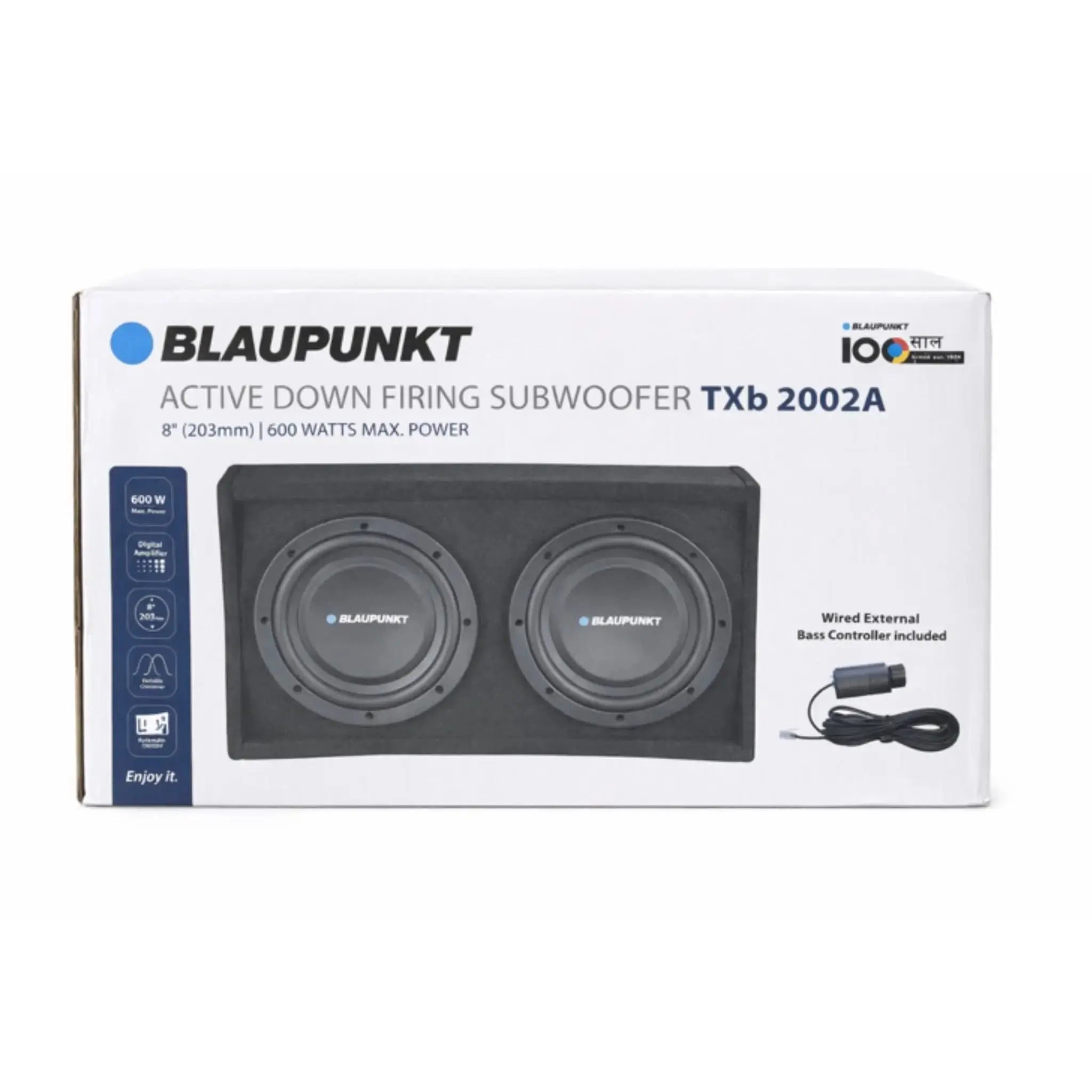 Blaupunkt Active Down Firing Subwoofer TXb 2002A - 1000 Watts Compact 8” Dual Subwoofer BLAUPUNKT