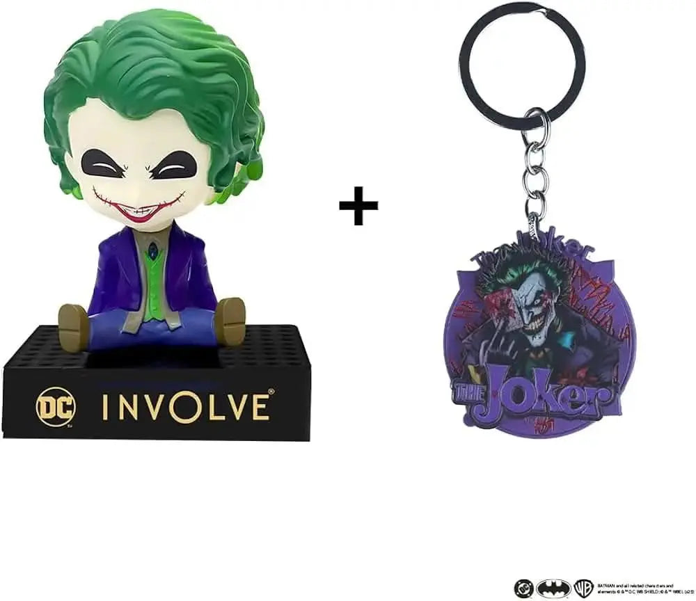 The Joker Bobblehead Fiber Car Perfume with Batman Keychain | Action Figure Bobblehead | OFFICIAL DC MERCHANDISE Limited Edition for Car Dashboard & Office Desk - Sahiba Car