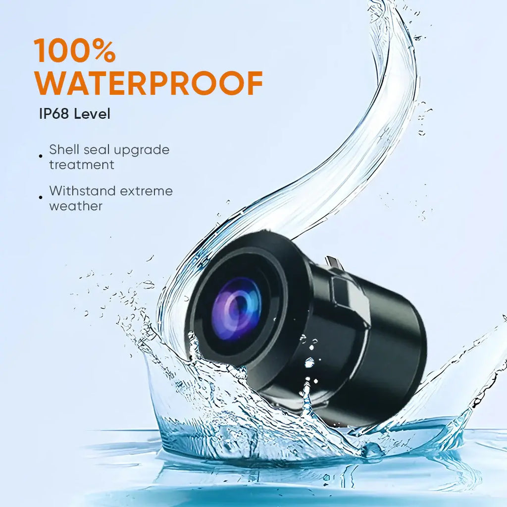 Yuemi C-1 1080P waterproof rearview camera with night vision, high-performance IP68 level for clear backup visibility.