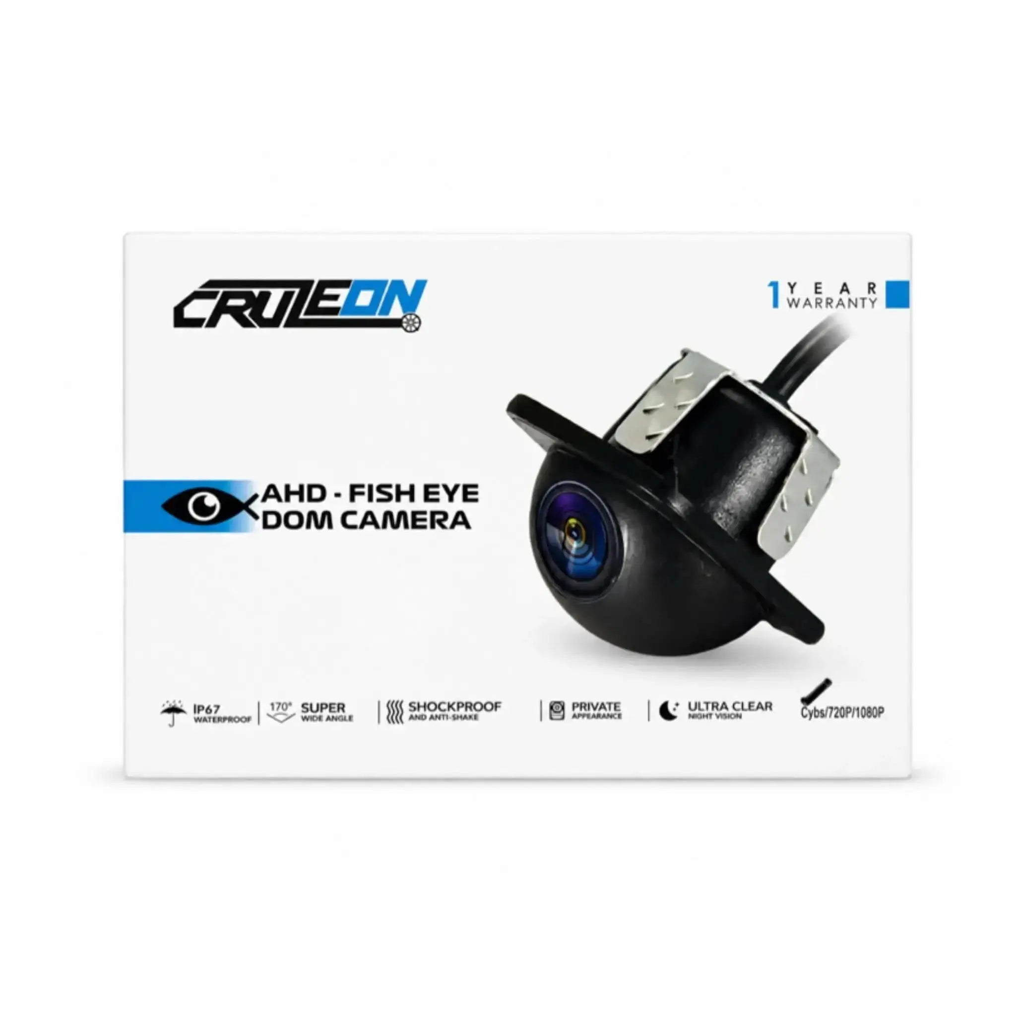 Cruleon AHD Fish Eye Dome Camera for Cars – HD Night Vision Reverse Parking Camera Compatible with Android Screens & OEM Stereo | 170° Wide Angle | Waterproof Cruleon