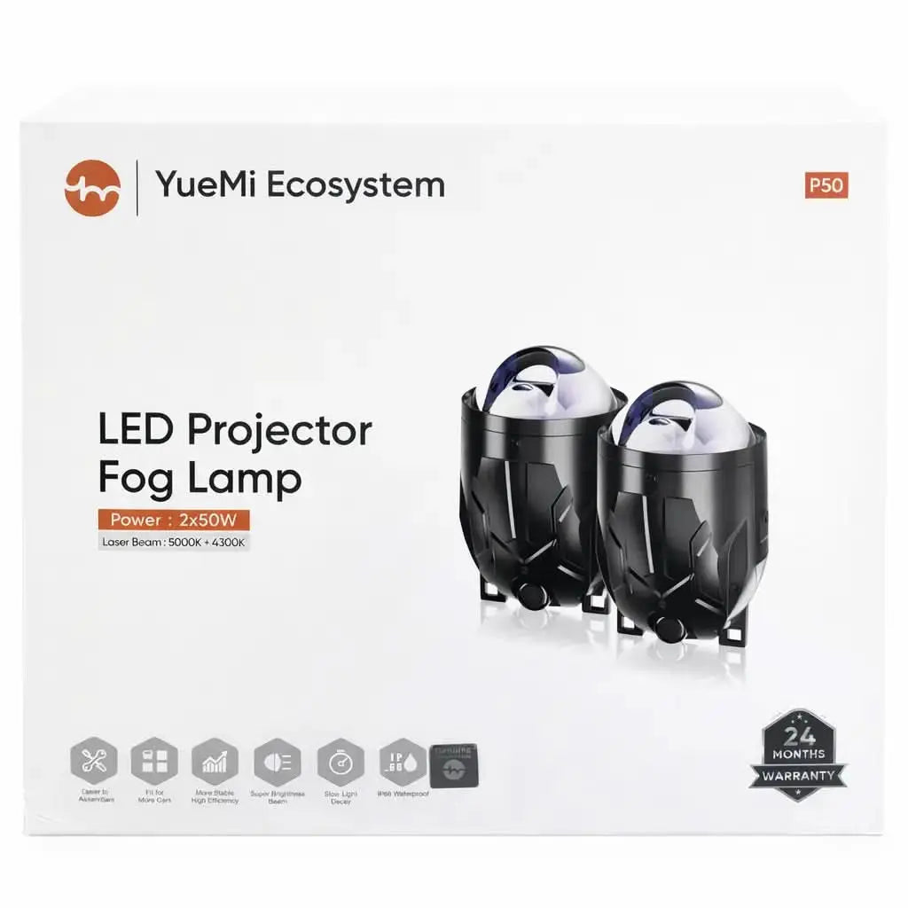 Yuemi Ecosystem P50 3" 100W Bi-LED Car Fog Lamp 12000 Lumens IP68 Waterproof YUEMI ECOSYSTEM