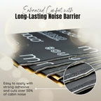 Stacked black sound damping sheets with gold backing strip