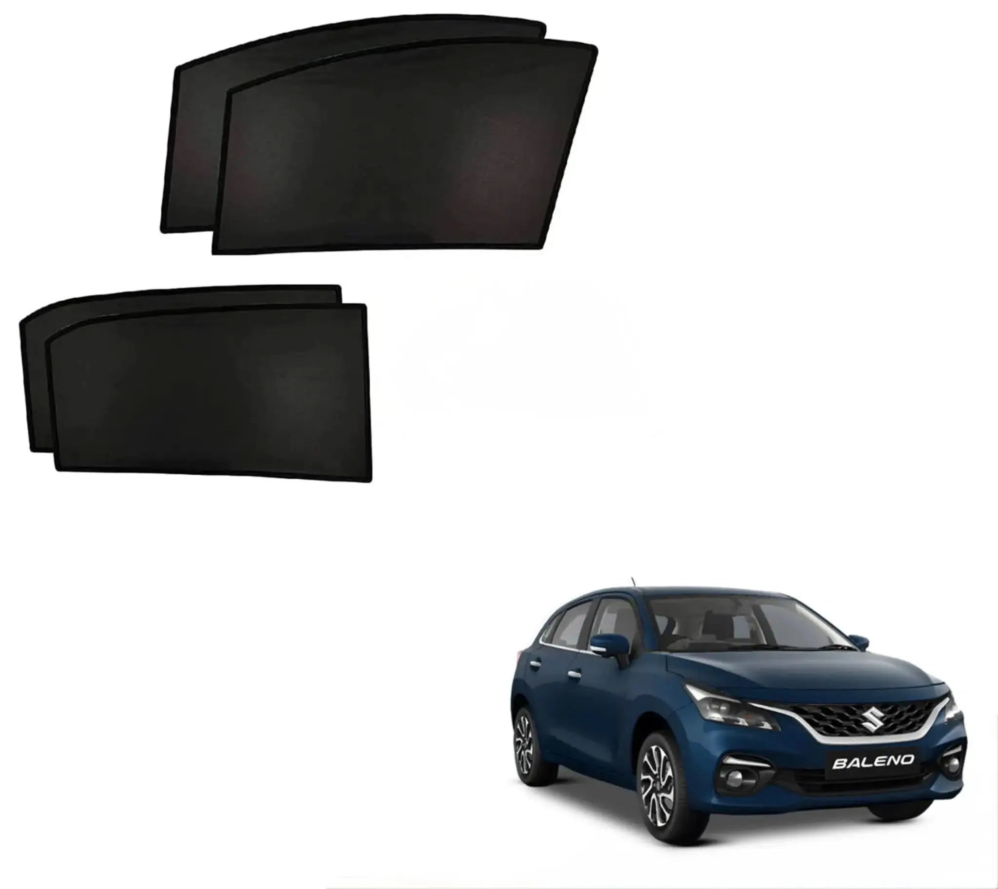 New Baleno Custom Fit Black Mesh Sunshades – UV Protection & Privacy Sahiba Car