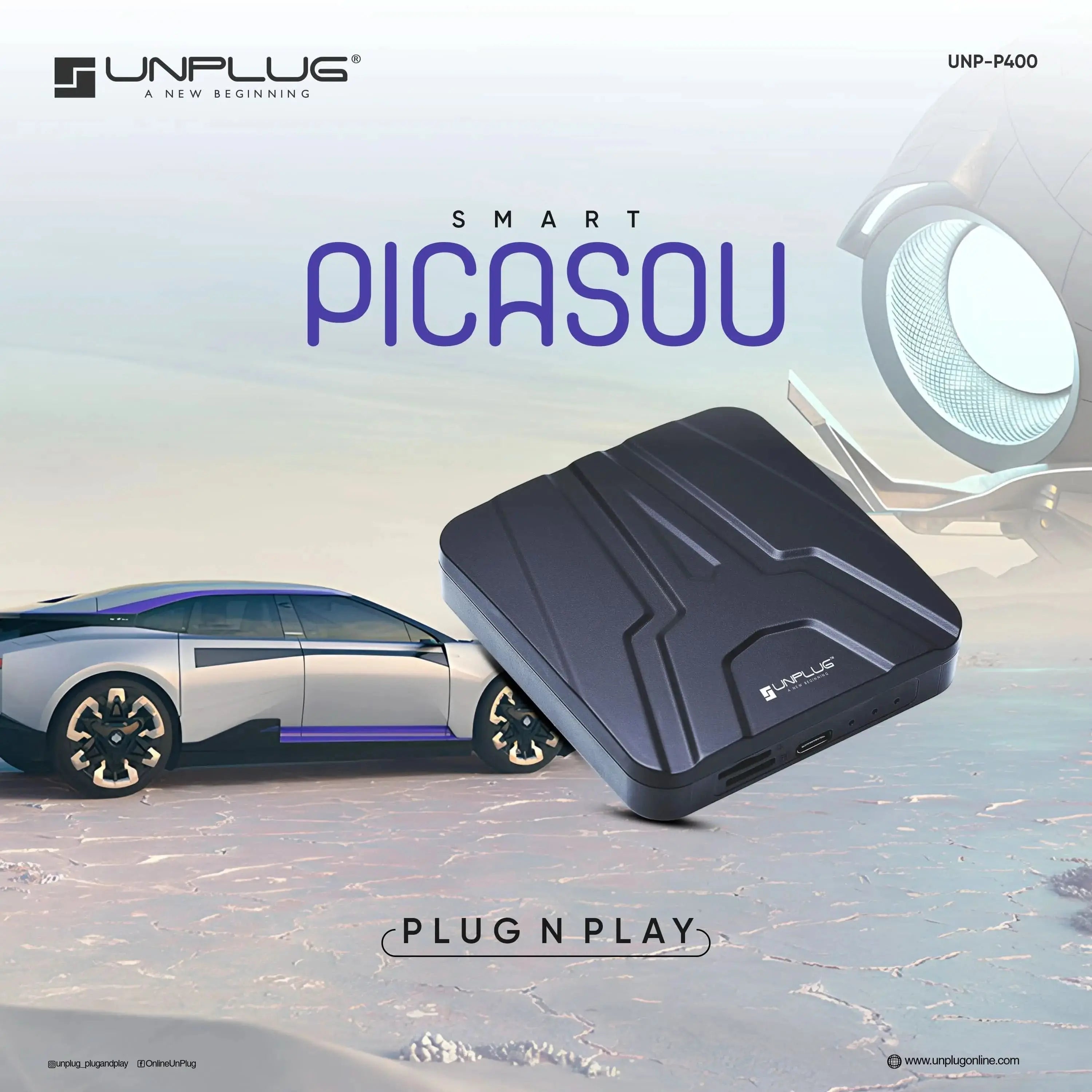 Android box to convert OEM Stereo to Android - Unplug Ai box 4/64GB Octacore processor | Unplug UNP-P400 Picasou Android Box - Sahiba Car
