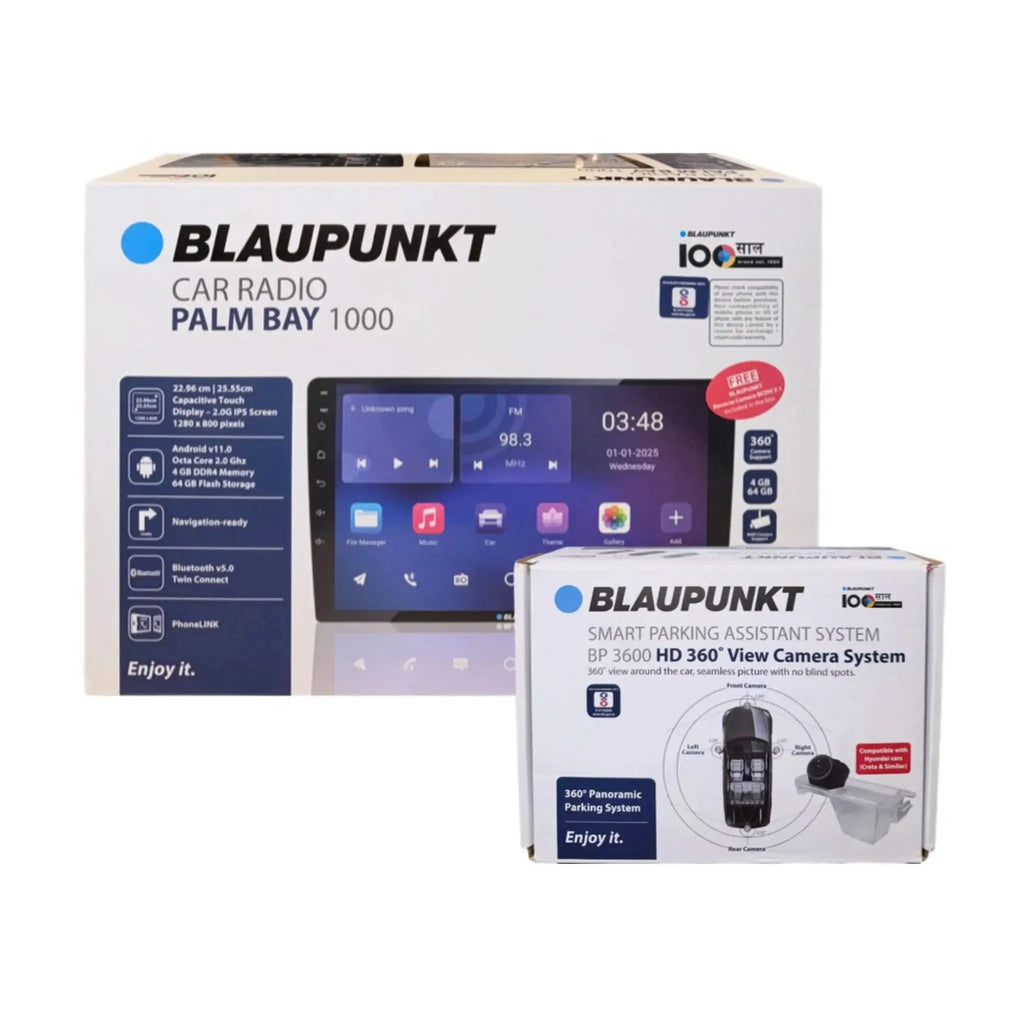 Blaupunkt Palm Bay 1000 4GB/64GB Android Car Stereo with Blaupunkt 360° HD Camera Kit Combo BLAUPUNKT