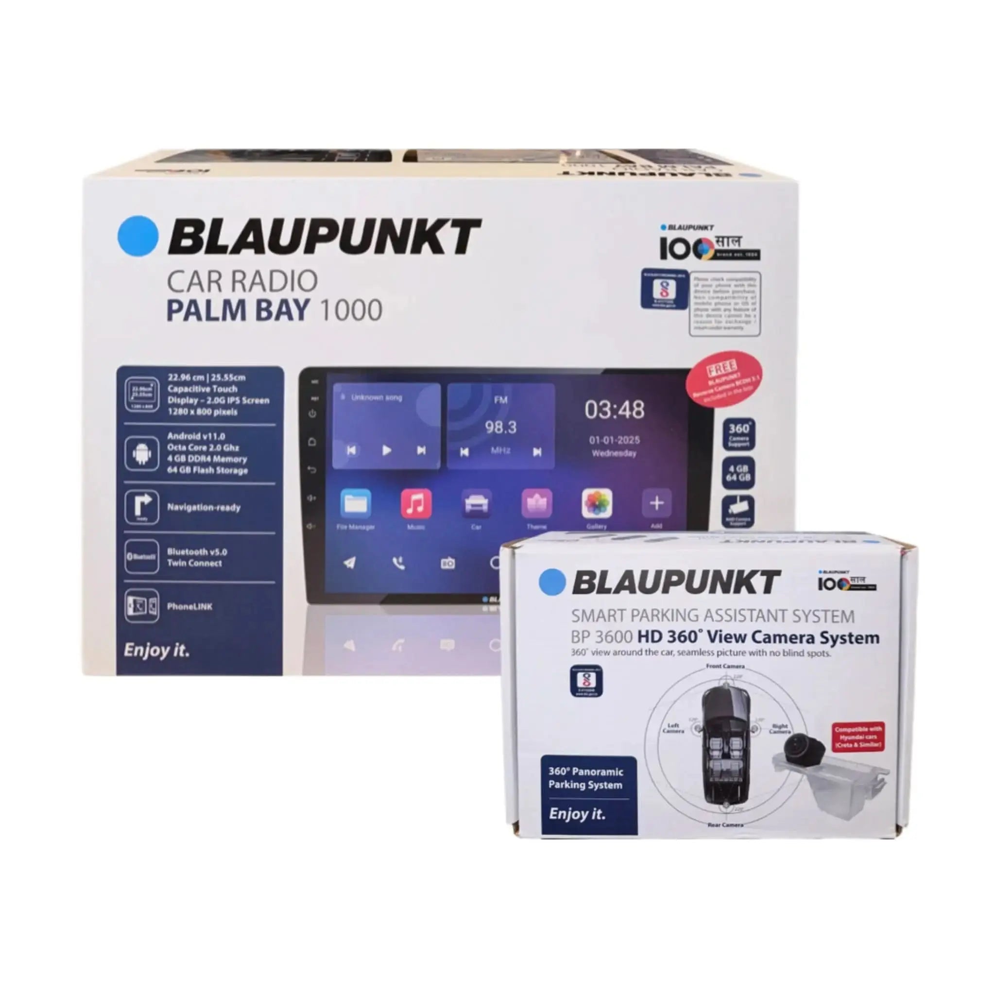 Blaupunkt Palm Bay 1000 4GB/64GB Android Car Stereo with Blaupunkt 360° HD Camera Kit Combo BLAUPUNKT