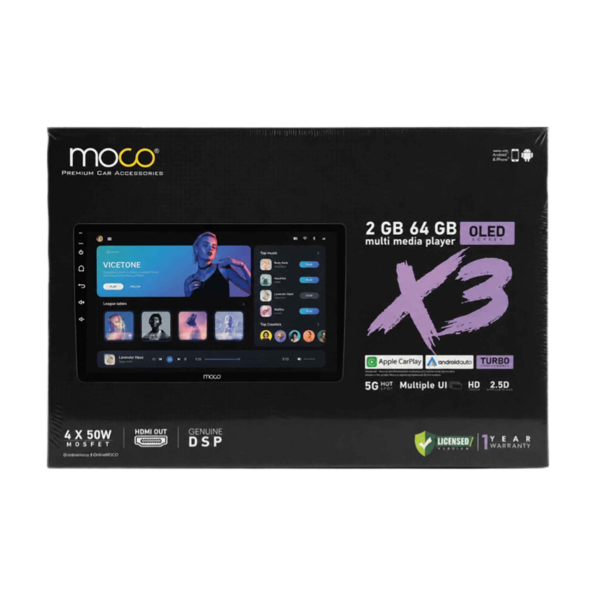 Moco X3 Android stereo with 2GB RAM 64GB Storage & Wireless CarPlay / Android Auto