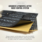 Folded black sound damping sheets with gold backing, neat pile