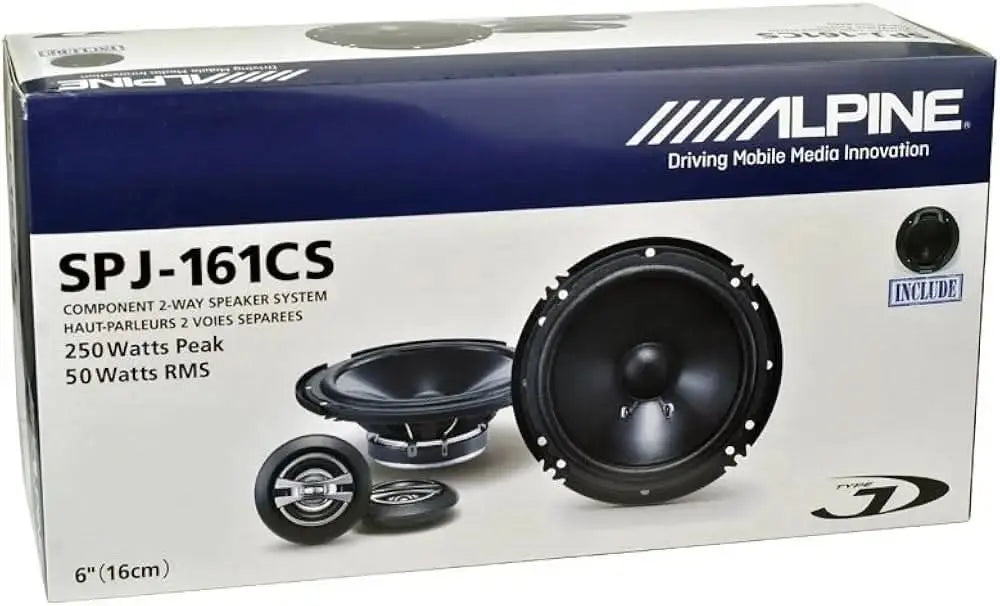 Alpine SPJ-161CS 6.5" 2-Way Component Speakers – 50W RMS, Premium Sound Upgrade ALPINE