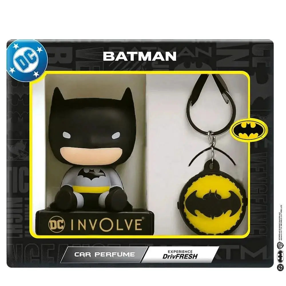 DC Batman Bobblehead Fiber Car Perfume with Batman Keychain | Action Figure Bobblehead | OFFICIAL DC MERCHANDISE Limited Edition for Car Dashboard & Office Desk - Sahiba Car