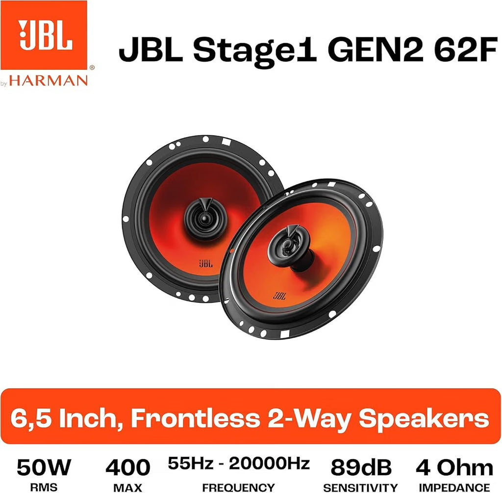 JBL Stage1 GEN2 62F Coaxial Speaker Car 165 mm (6.5 Inches): Harman Kardon Car HiFi with 50 W RMS and 400 W Max Built-in Speaker Car Boxes - Pair