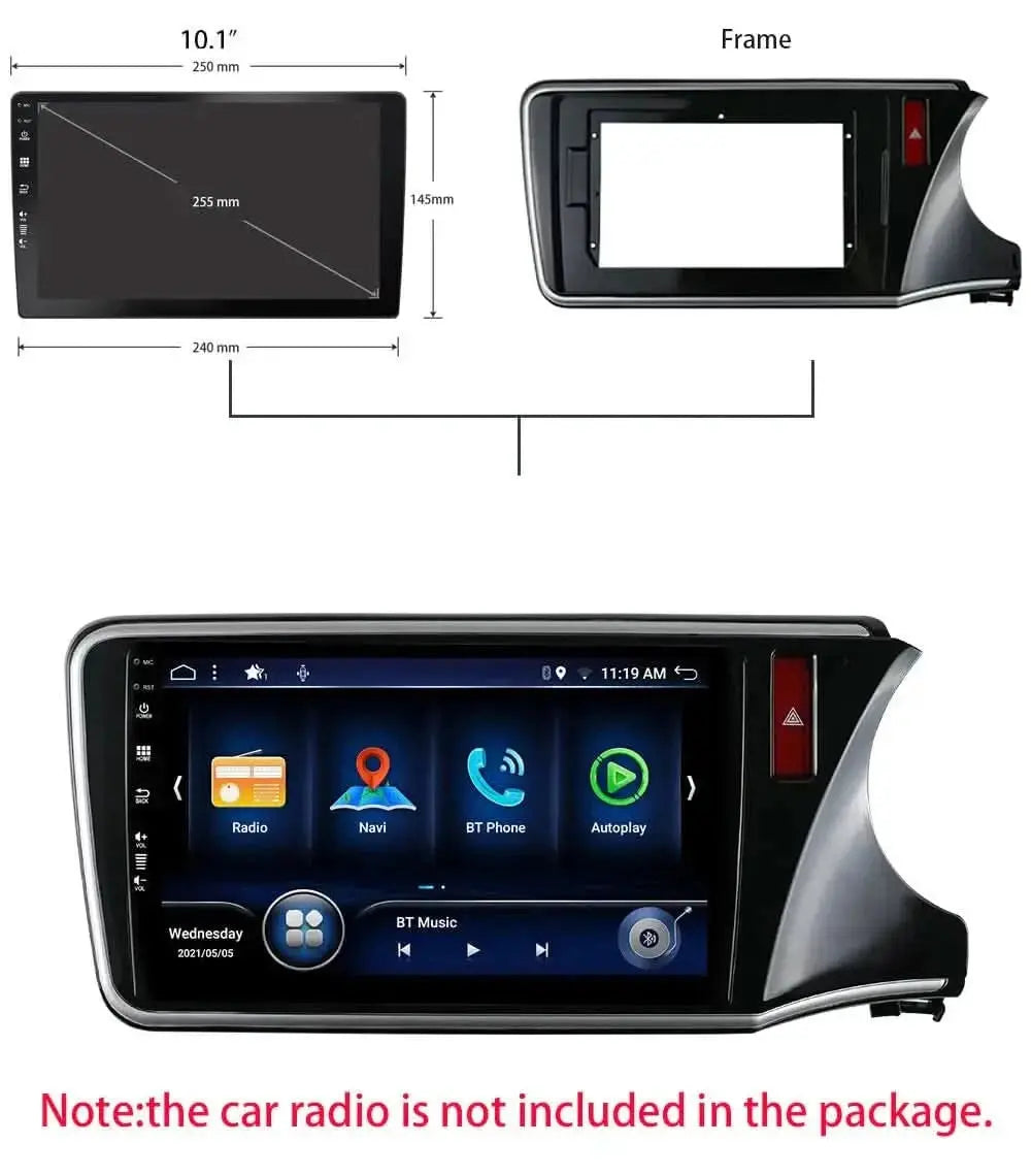Honda Idtec 10" Android Dashboard Frame with Coupler – Gloss Black, Shockproof & UV Coated Sahiba Car
