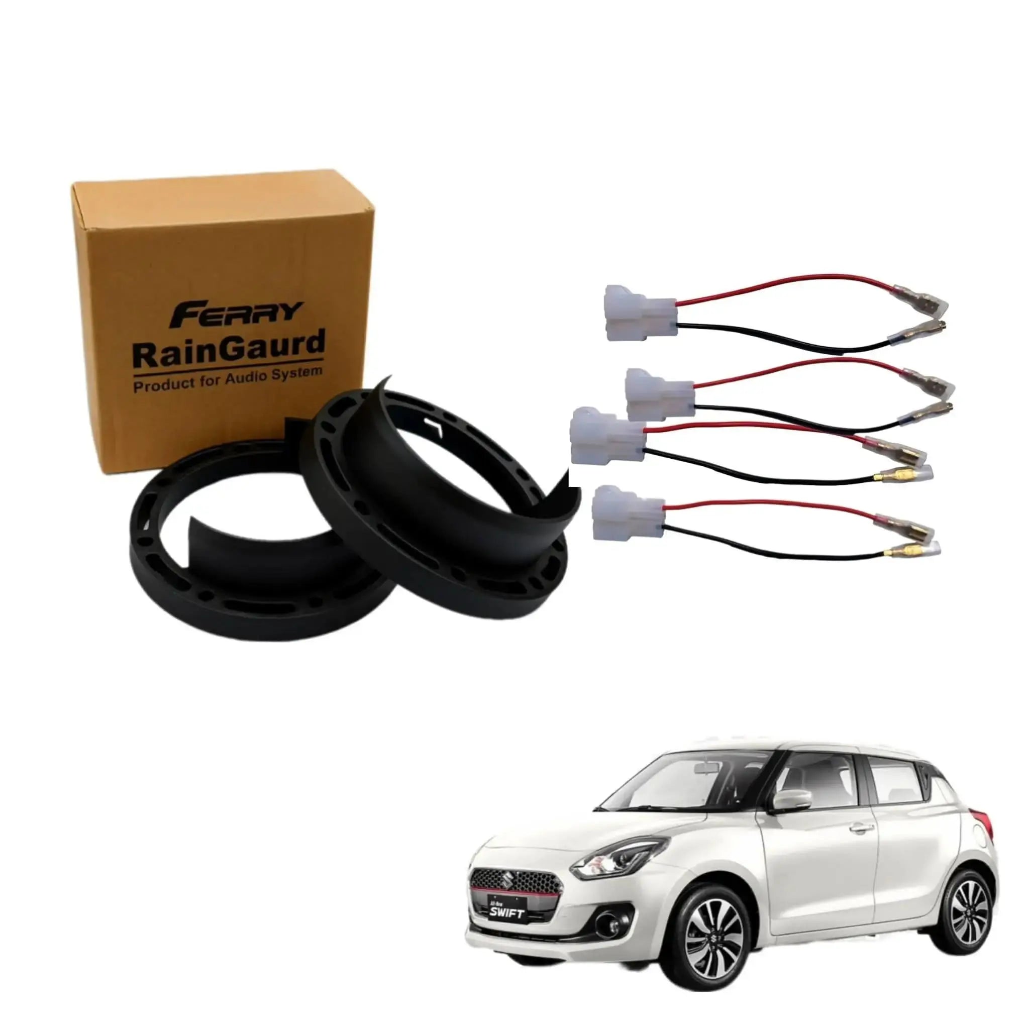 Speaker Rain Gaurd for Swift | Ferry Water Gaurd 6.5 inches Heavy Plastic ABS quality | 1 Pair Speaker Coupler | Proper Fit speaker Coupler - Sahiba Car