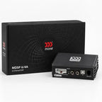 Black Morel 4-channel DSP amplifier with Bluetooth, with ports and control panel