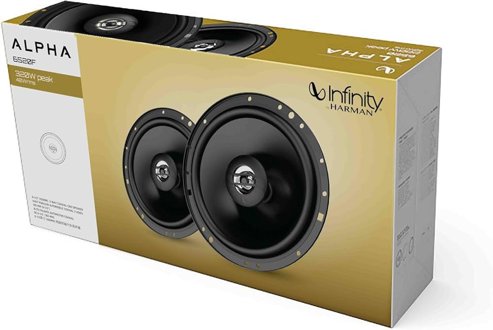Infinity Car Coaxial Speaker | Alpha 6520F | Peak Power - 320W | RMS Power - 40W | Wired 6.5 Inch 2-Way Coaxial Speaker - Sahiba Car