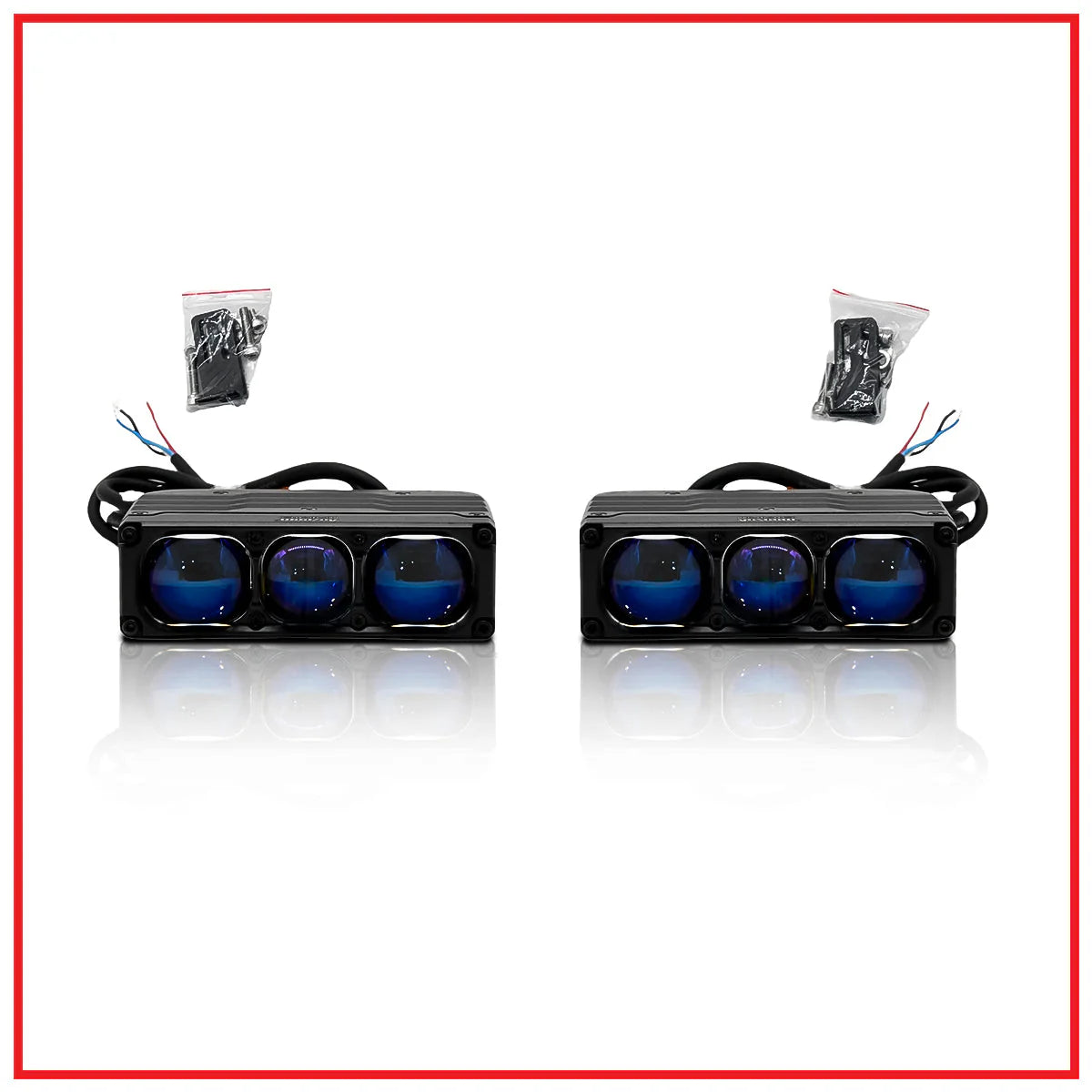 Aozoom W5 3 Lens Auxiliary Lights with Optical Glass Design | 180W Dual Beam Lights for cars
