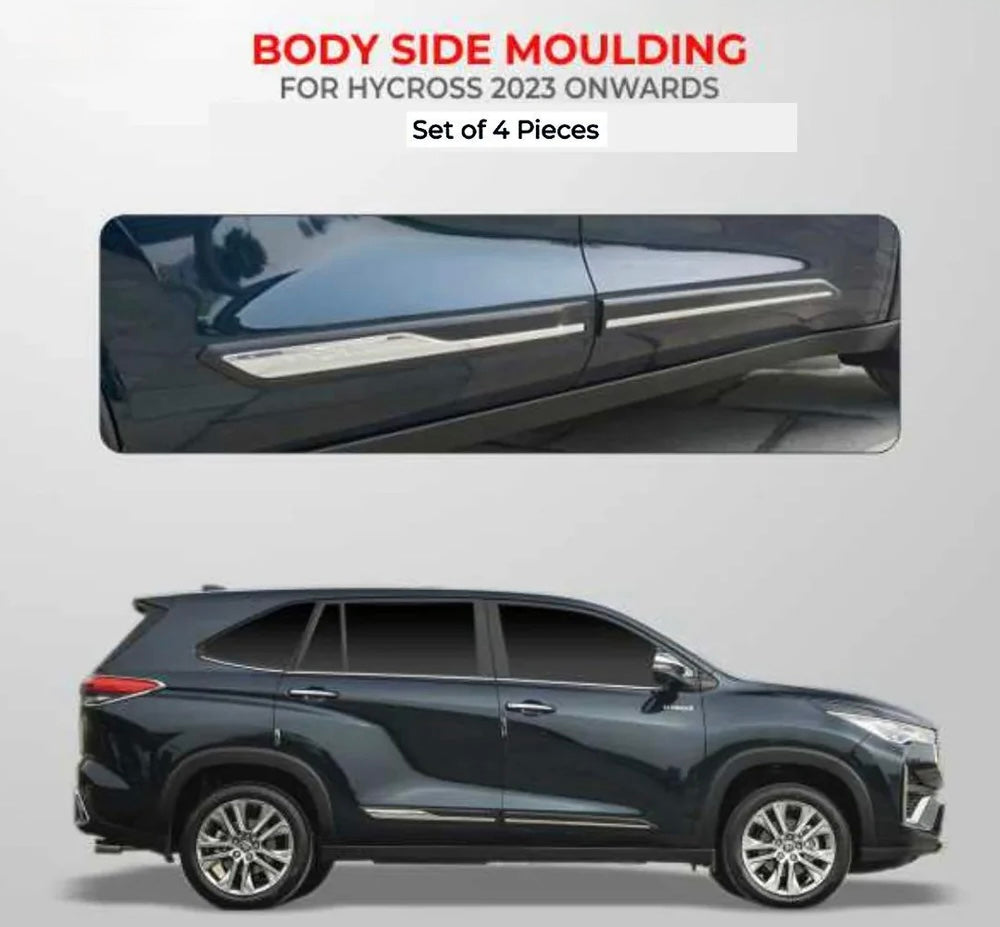 Innova Hycross Side Beading Oem Type Abs Quality - Black & Chrome Sahiba Car