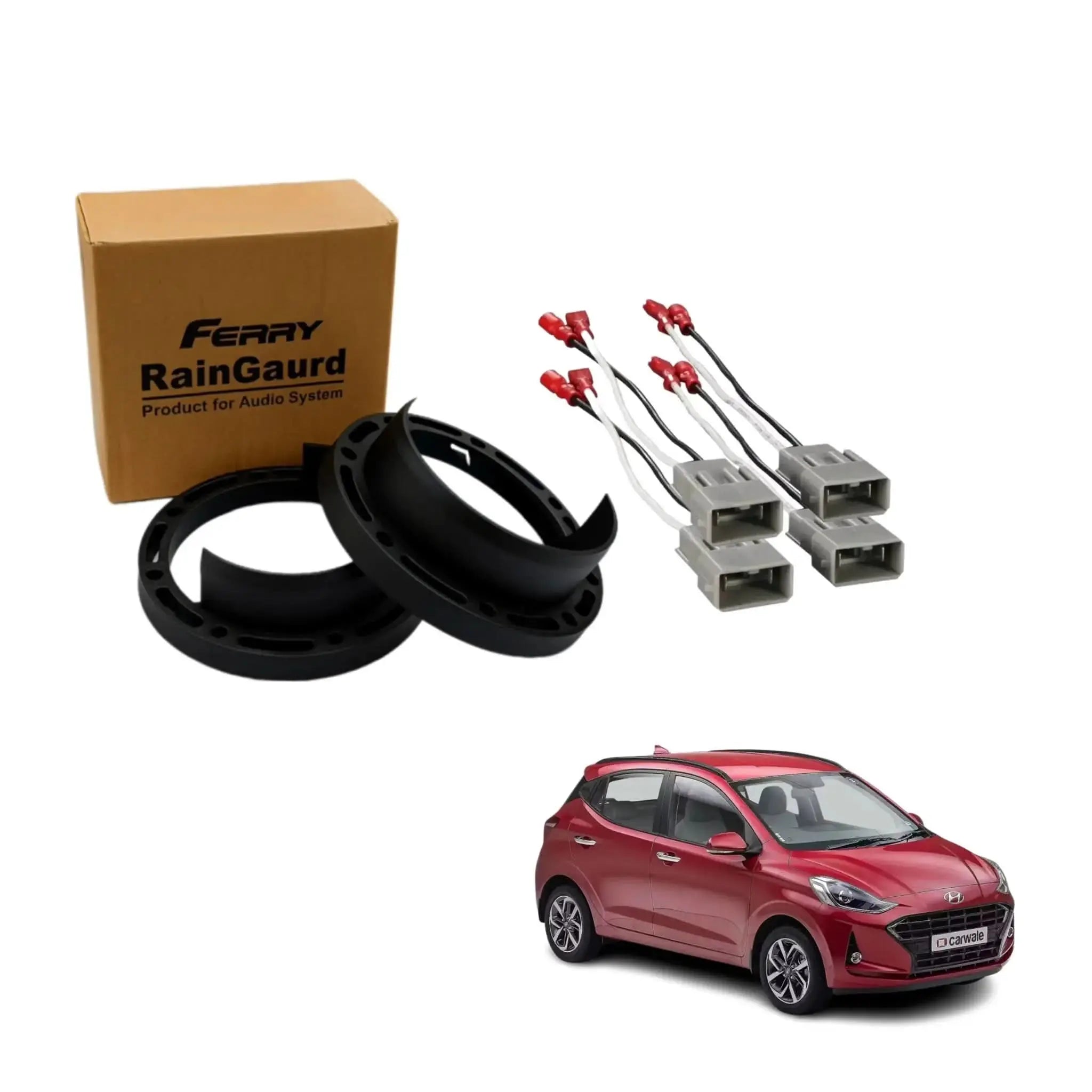 Speaker Rain Gaurd for Hyundai Grand i10 nios| Ferry Water Gaurd 6.5 inches Heavy Plastic ABS quality | 1 Pair Speaker Coupler | Proper Fit speaker Coupler - Sahiba Car