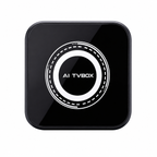 Black square car smart box with large circular AI TVBOX LED logo