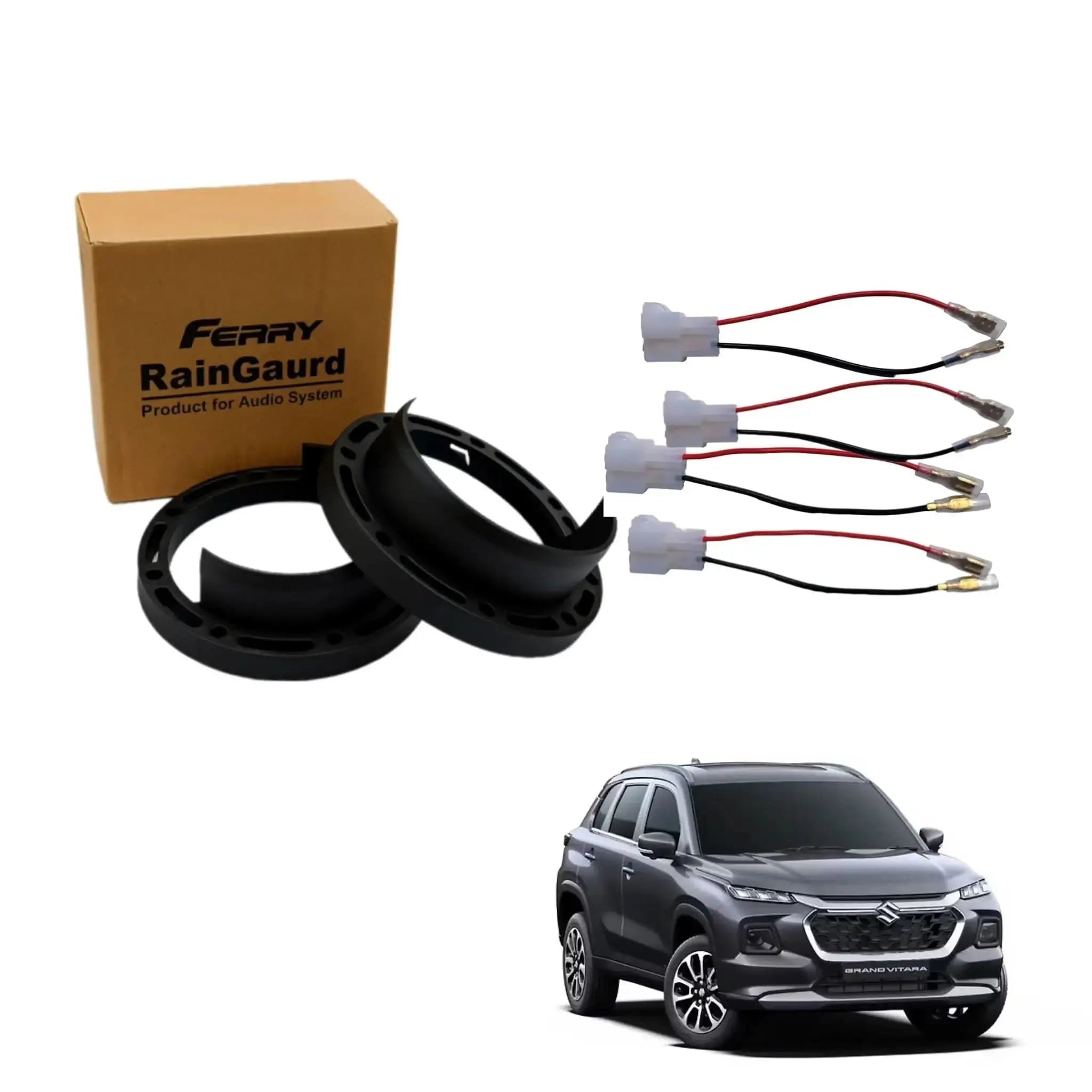 Speaker Rain Gaurd for Grand Vitara | Ferry Water Gaurd 6.5 inches Heavy Plastic ABS quality | 1 Pair Speaker Coupler | Proper Fit speaker Coupler - Sahiba Car