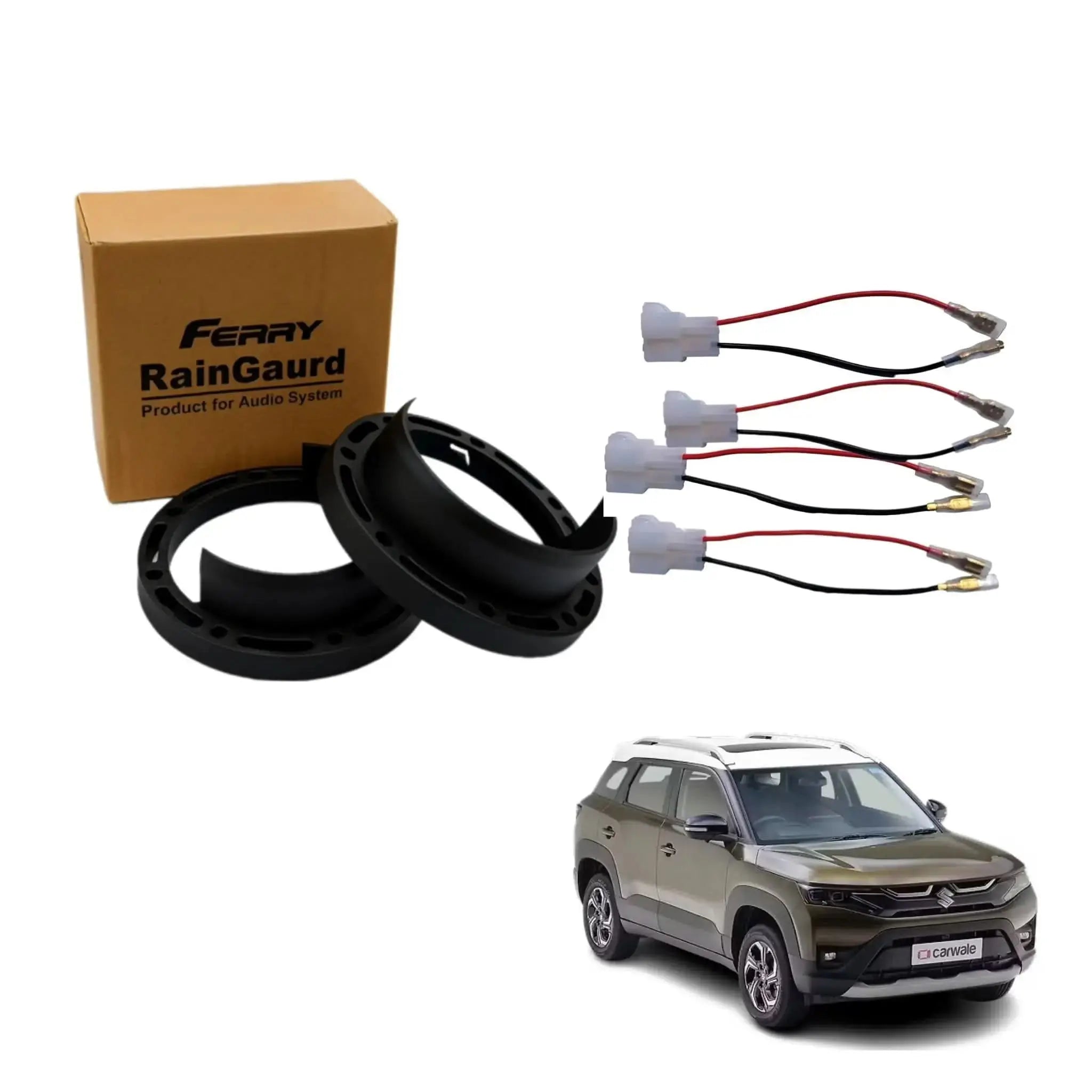 Speaker Rain Gaurd for Brezza | Ferry Water Gaurd 6.5 inches Heavy Plastic ABS quality | 1 Pair Speaker Coupler | Proper Fit speaker Coupler - Sahiba Car
