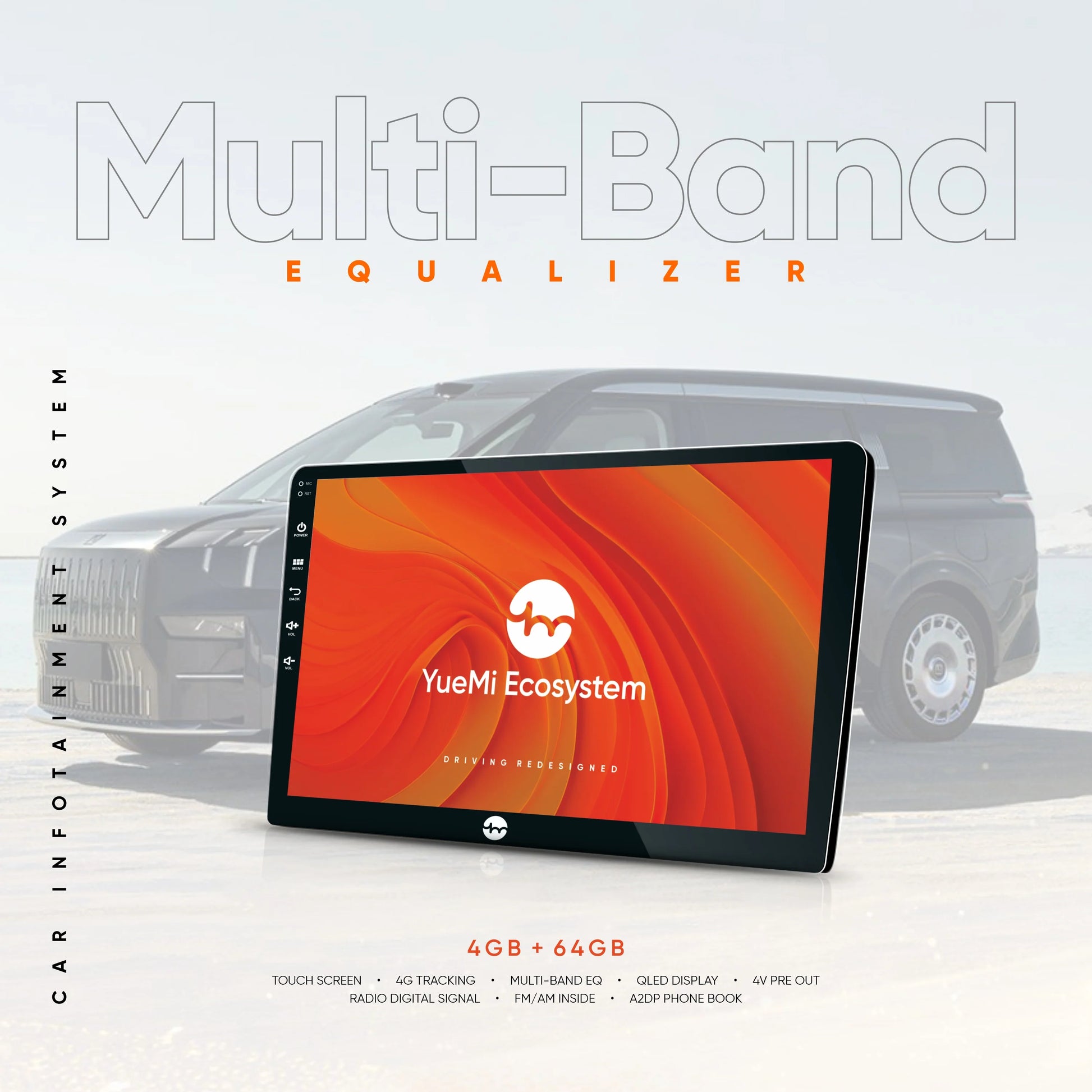 Yuemi M4 4GB+64 GB Multimedia Player with 360° Birdview, Support 4G Internet - Sahiba Car