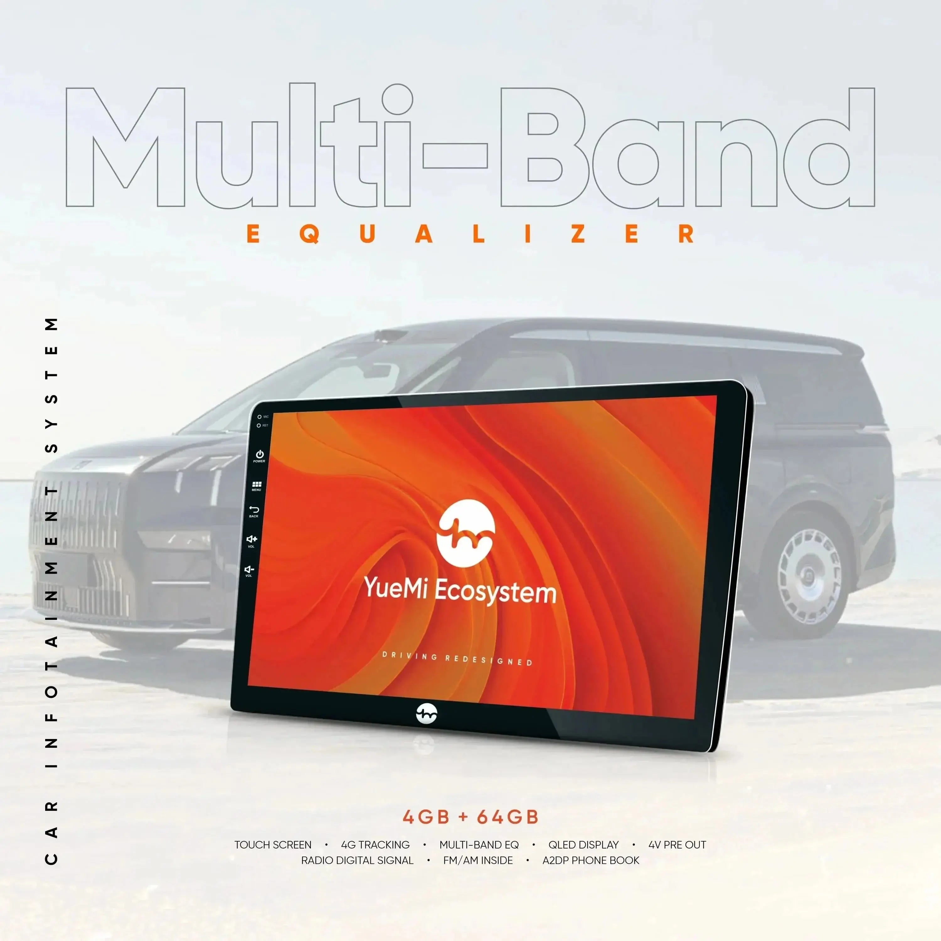 Yuemi M4 4GB+64 GB Multimedia Player with 360° Birdview, Support 4G Internet - Sahiba Car