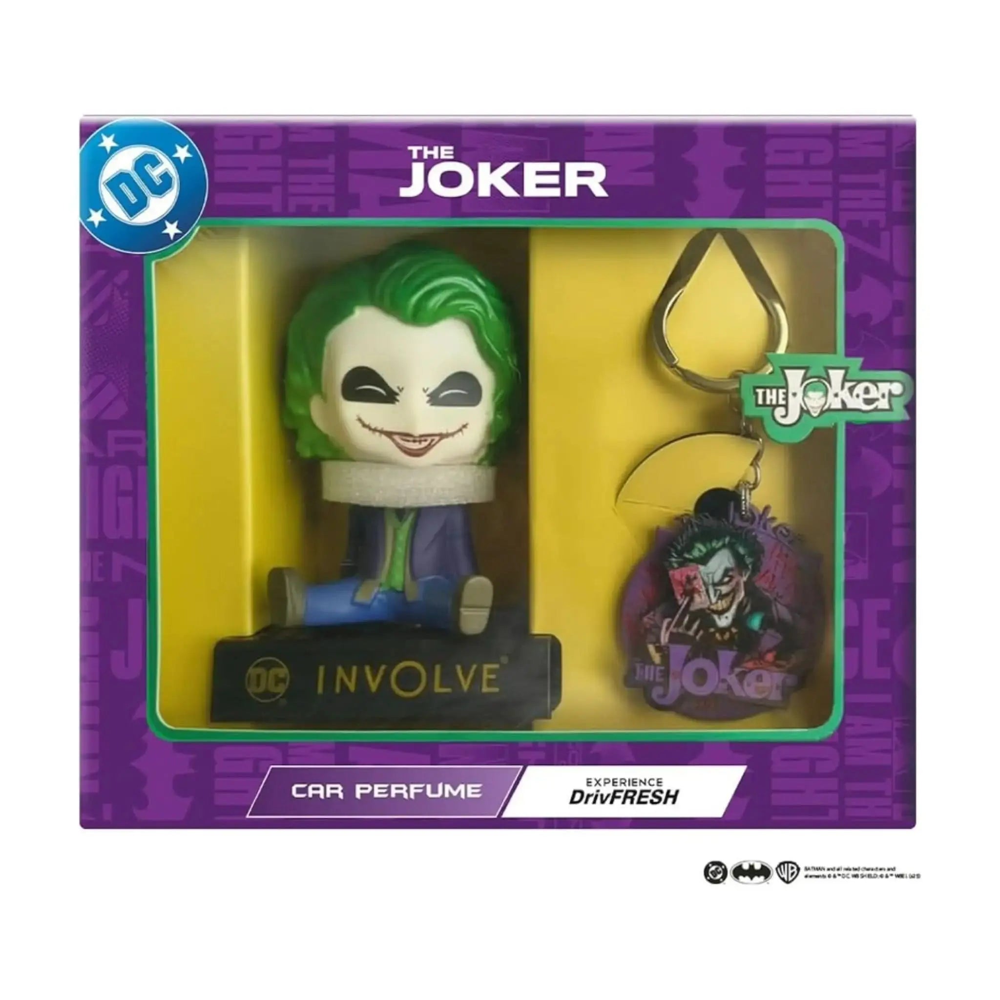 The Joker Bobblehead Fiber Car Perfume with Batman Keychain | Action Figure Bobblehead | OFFICIAL DC MERCHANDISE Limited Edition for Car Dashboard & Office Desk - Sahiba Car
