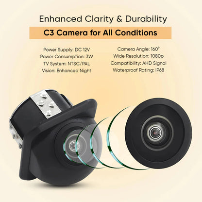 Yuemi Ecosystem Rear View Camera C-3, 1080P Dome Cap Style Rear AHD Camera