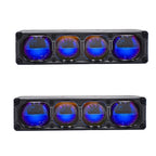 Aozoom W7 4 Lens Auxiliary Car Lights with optical glass design, showcasing clear lenses and sturdy mounting brackets.