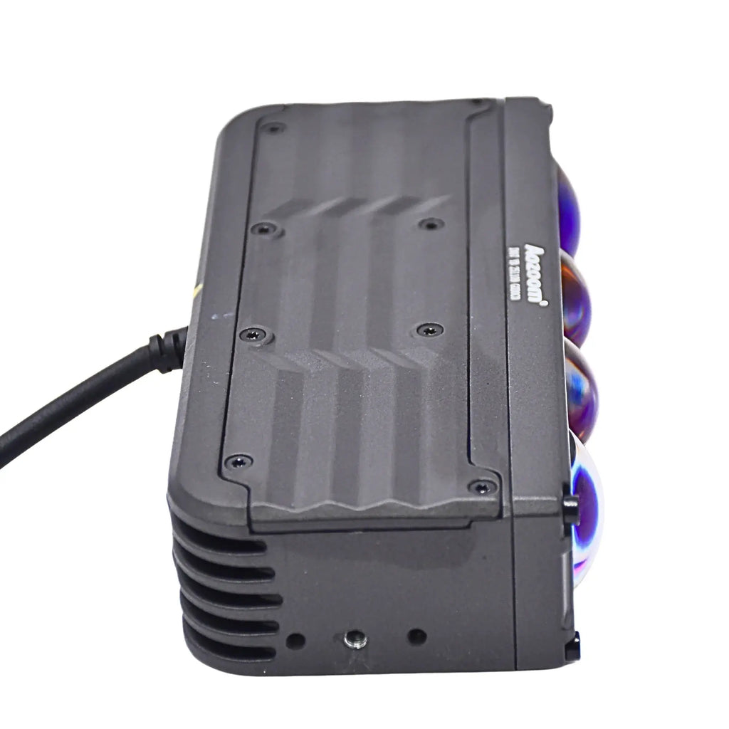 AOZOOM W7 4 Lens Auxiliary Car Lighting with optical glass design, showcasing durable lenses and sleek installation features.