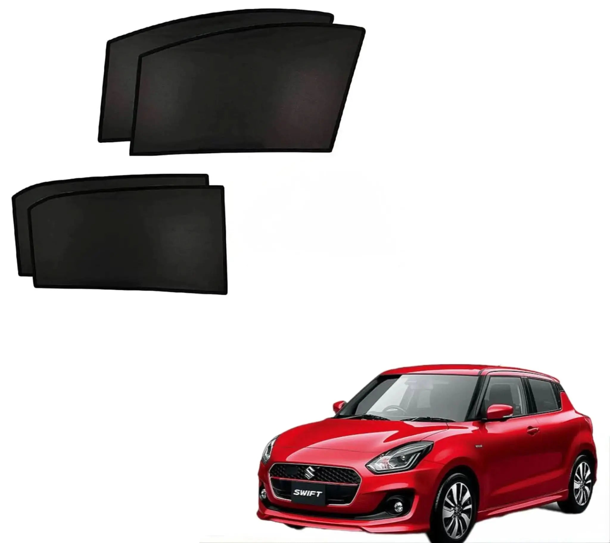 Maruti Swift Custom Fit Black Sunshade Mesh Car Window Curtains Sahiba Car