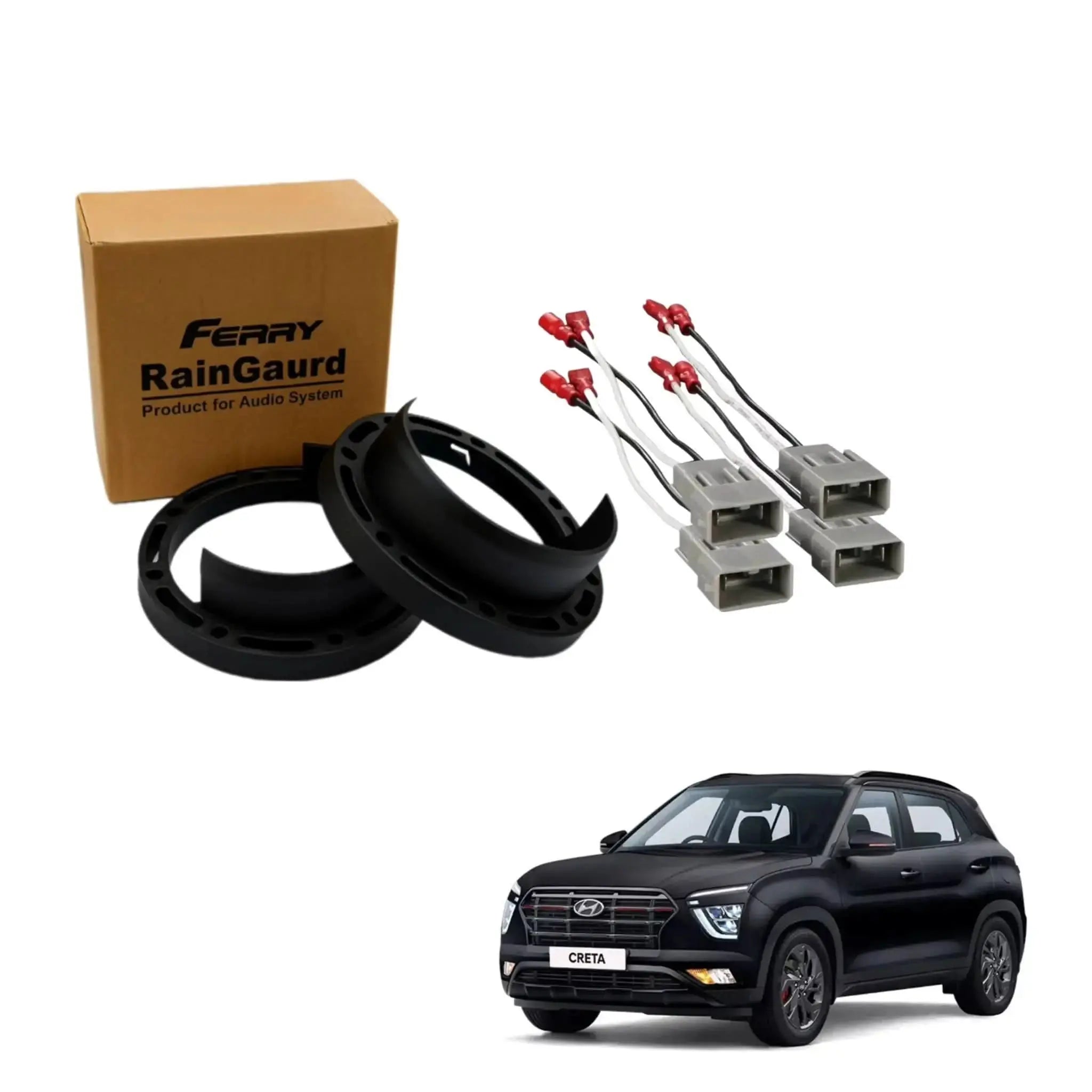 Speaker Rain Gaurd for Hyundai New Creta | Ferry Water Gaurd 6.5 inches Heavy Plastic ABS quality | 1 Pair Speaker Coupler | Proper Fit speaker Coupler - Sahiba Car