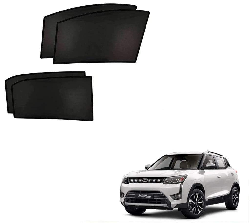 XUV 300 Custom Fit Black Mesh Sunshades with Elastic Edge Sahiba Car