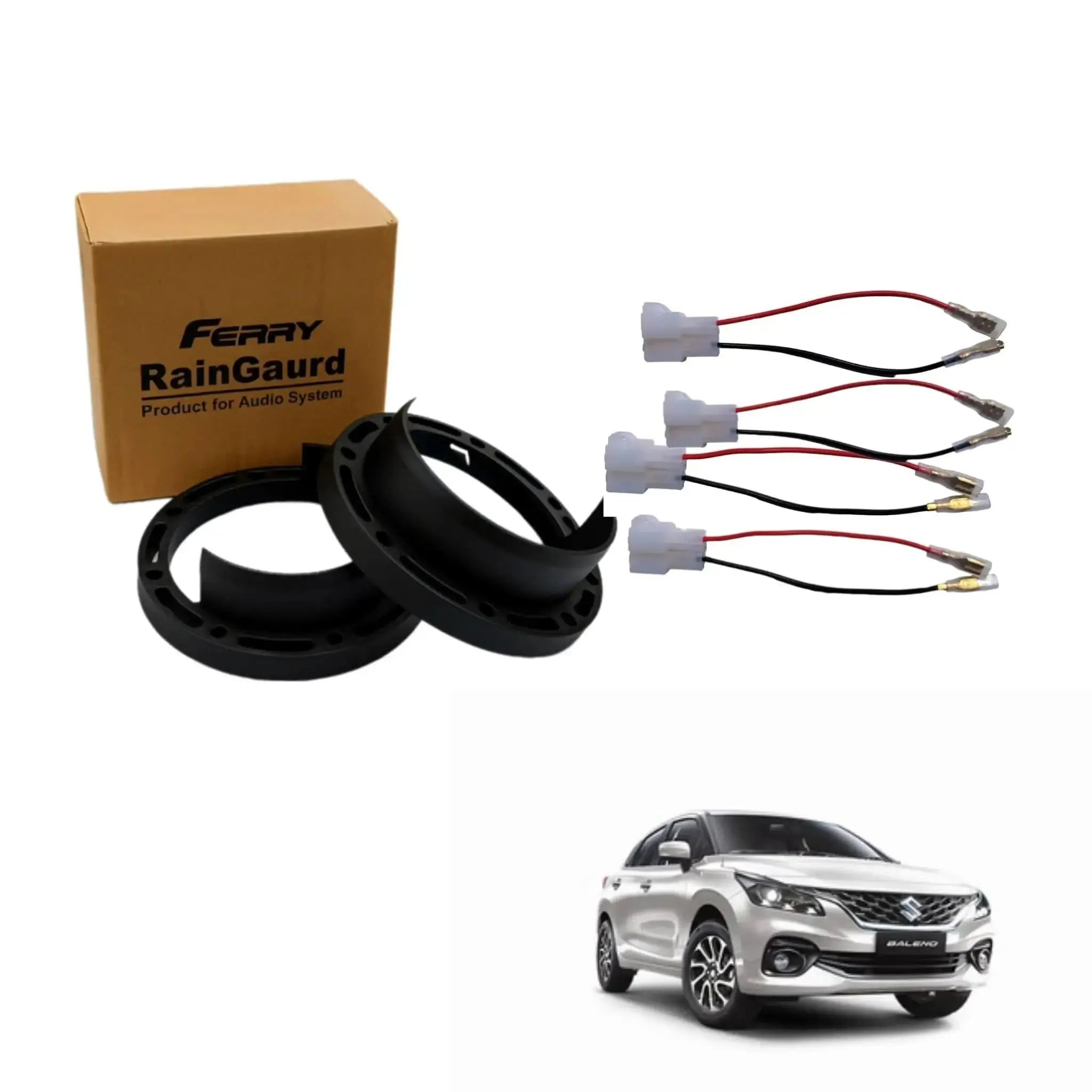 Speaker Rain Gaurd for New Baleno| Ferry Water Gaurd 6.5 inches Heavy Plastic ABS quality | 1 Pair Speaker Coupler | Proper Fit speaker Coupler - Sahiba Car