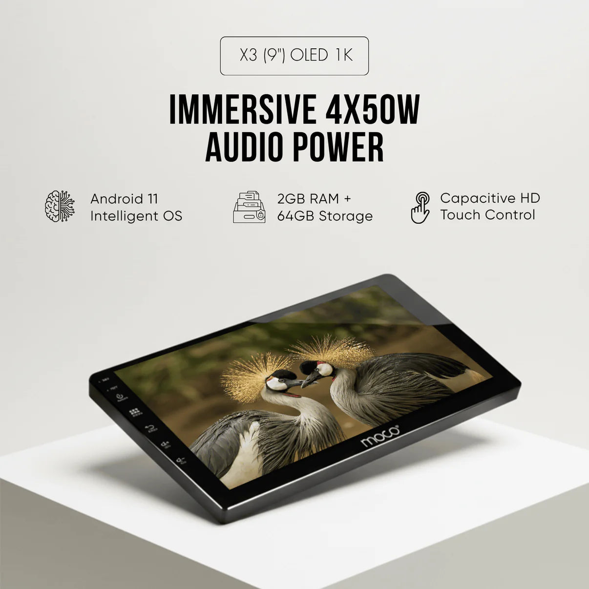 Moco X3 Android stereo with 2GB RAM 64GB Storage & Wireless CarPlay / Android Auto