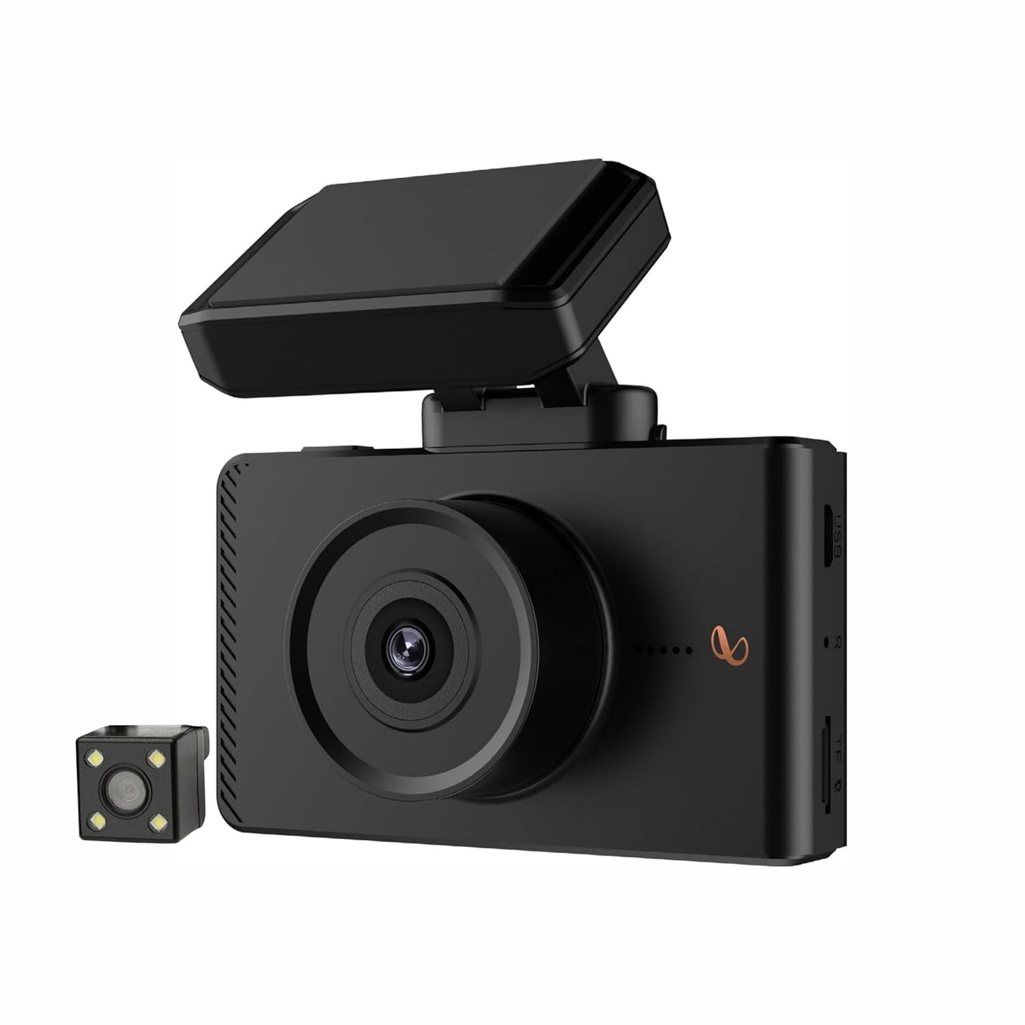 Infinity Car Dashcam 200D | Dual Channel | Night Vision | 1080 Full HD + Rear View Camera | G-Sensor | 3" IPS Display | Wi-Fi, Mic
