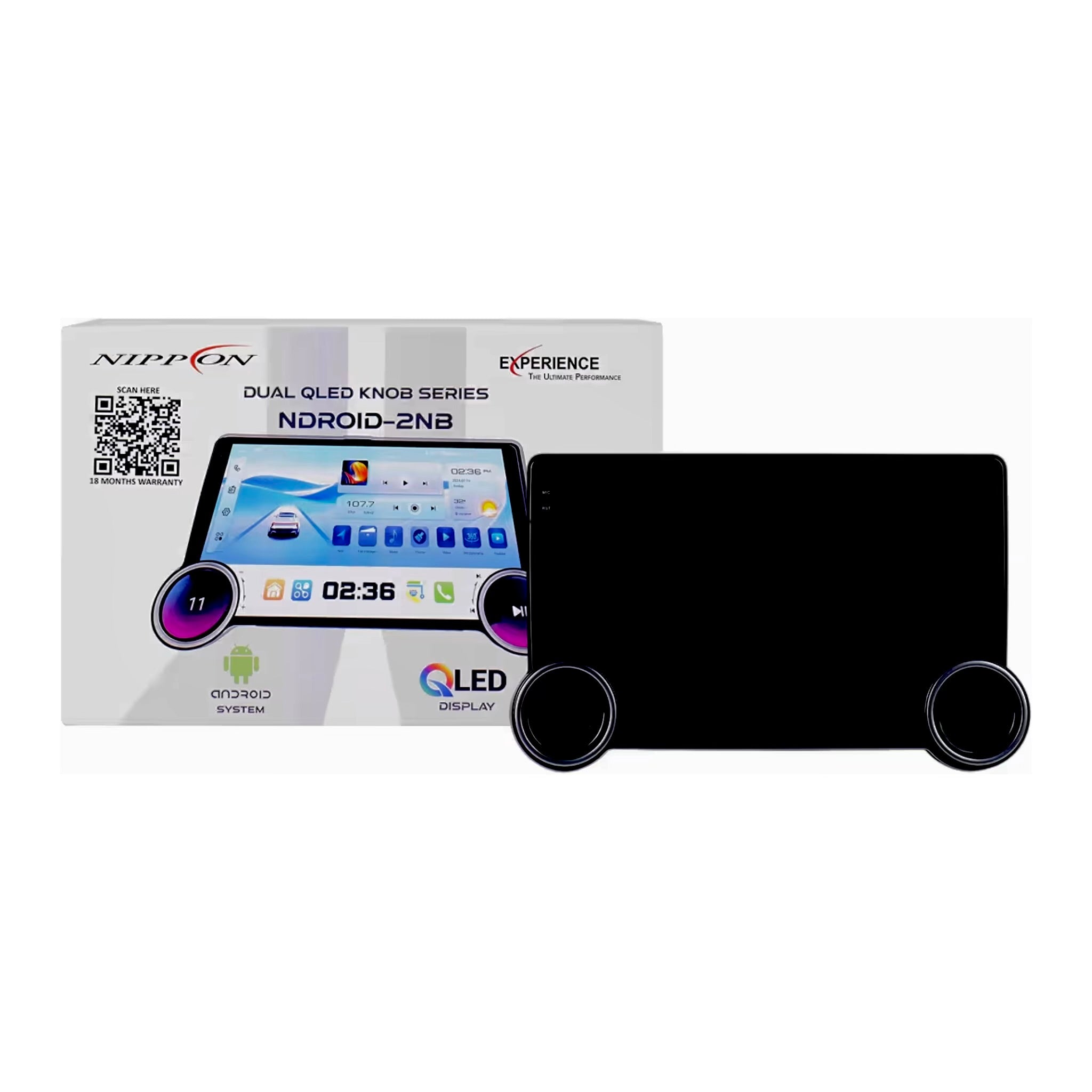 Nippon 9 inch Diamond 2NB NDROID with Double KNOB 2/32 GB Android stereo with QLED InCell Screen Wireless CarPlay and Android Auto Via T-Link, GPS, BT 5.2. WiFi 5.0GHz, FM, AHD Nippon
