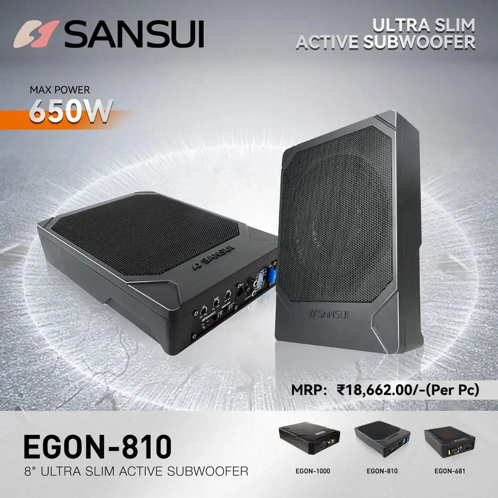 Sansui EGON-810 Ultra Slim Active Underseat Subwoofer 1000 Watts - Sahiba Car