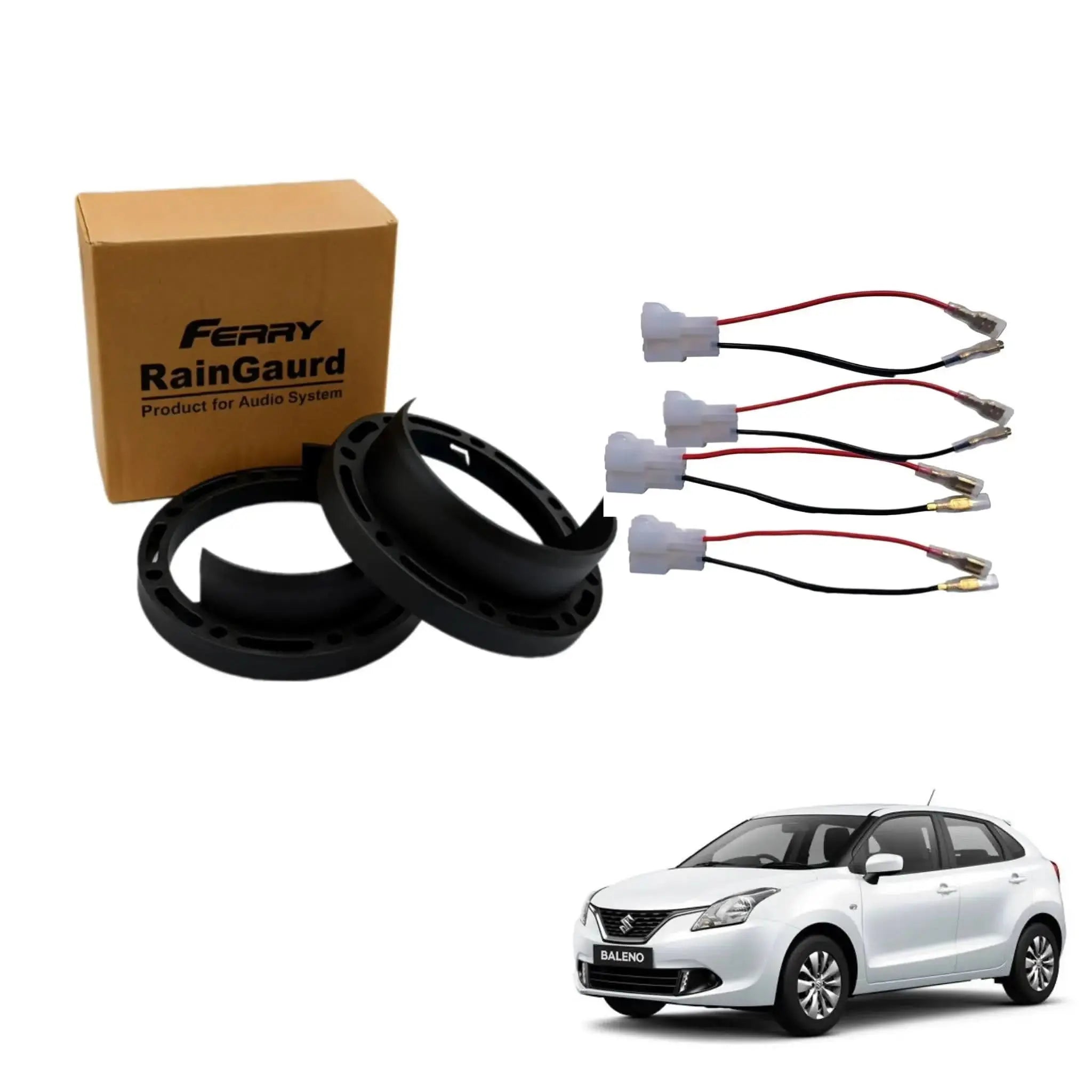 Speaker Rain Gaurd for Baleno 2016 onwards | Ferry Water Gaurd 6.5 inches Heavy Plastic ABS quality | 1 Pair Speaker Coupler | Proper Fit speaker Coupler - Sahiba Car